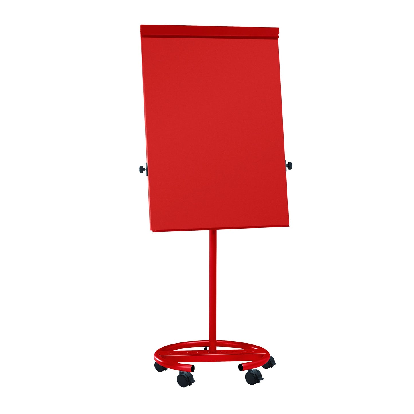 MAUL Mobiles Flipchart MAULoffice mit Ablageschale Rundfuß mit 5 Rollen Stahl rot
