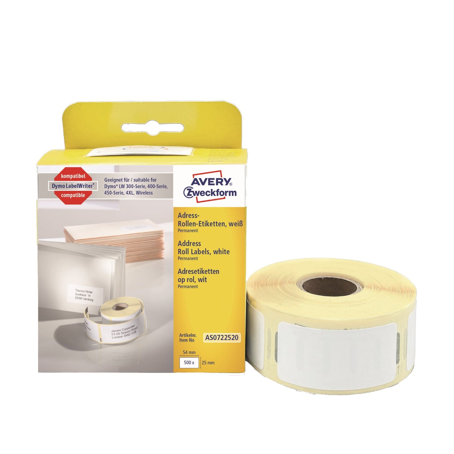 Avery Zweckform Adressetikett 25 x 54 mm (B x H) Papier weiß 500 Etik./Rl.