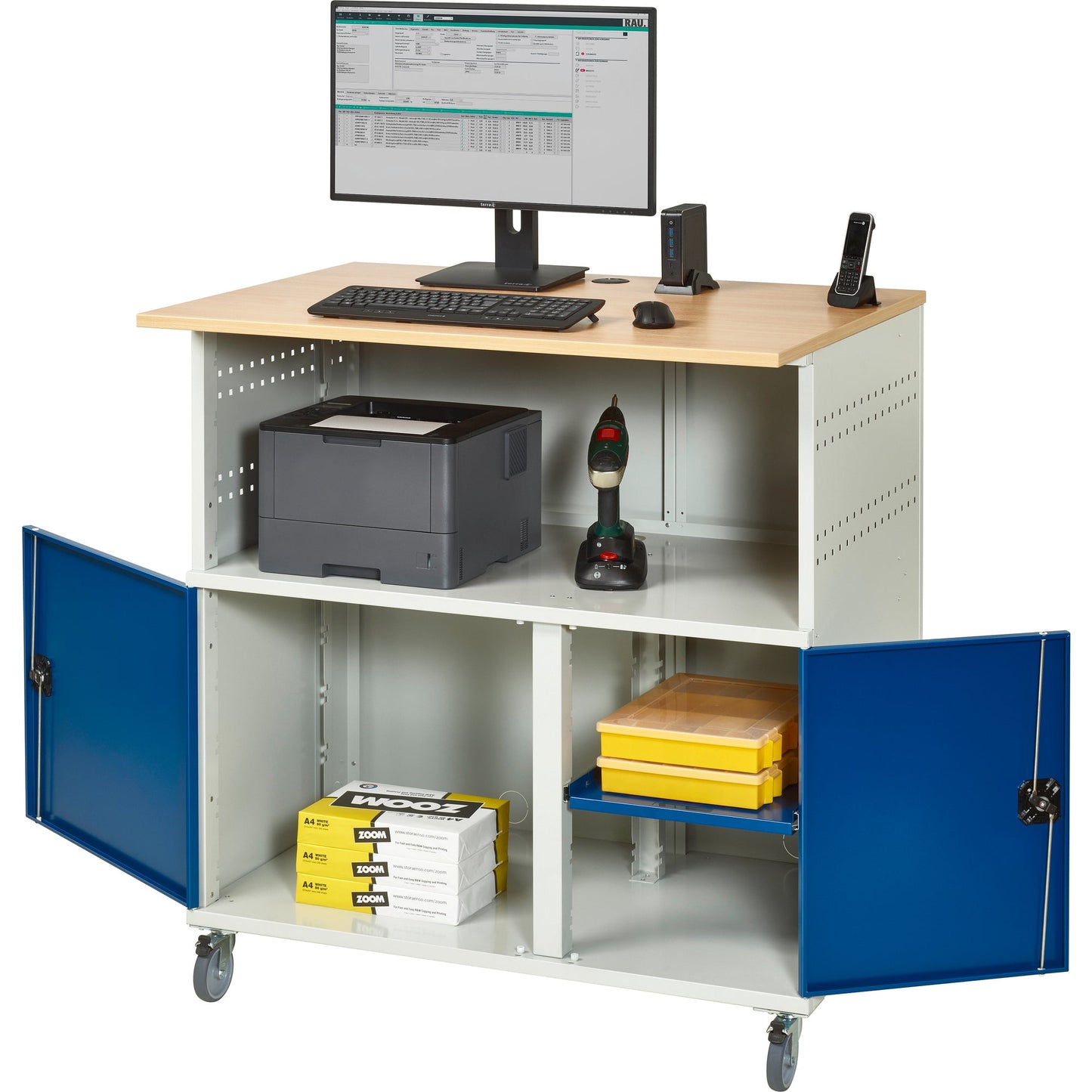 RAU PC-Arbeitsplatz Modell 1023 1.100 x 1.180 x 790 mm (B x H x T) abschließbar