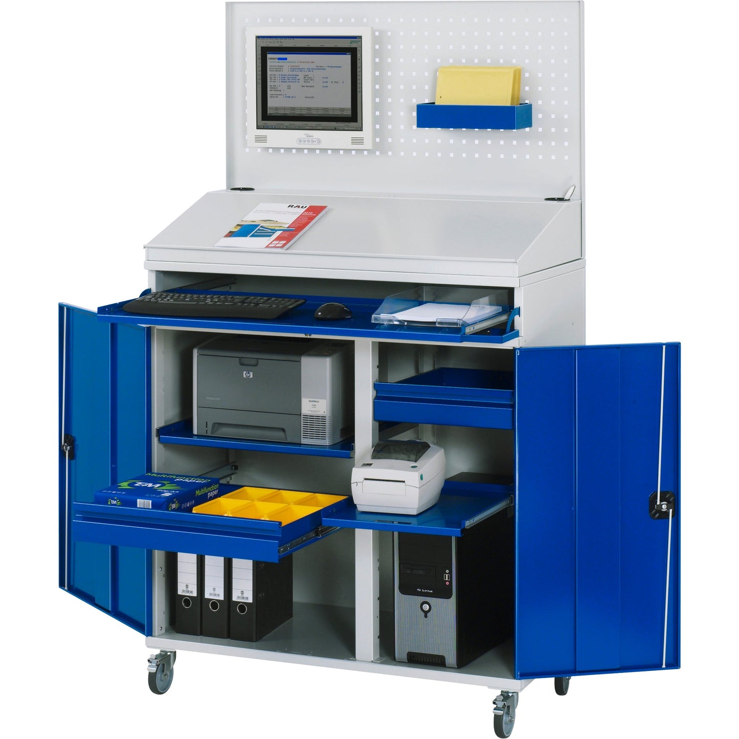 RAU PC-Arbeitsplatz Modell 61 1.100 x 1.895 x 520 mm (B x H x T) abschließbar Stahl, pulverbeschichtet