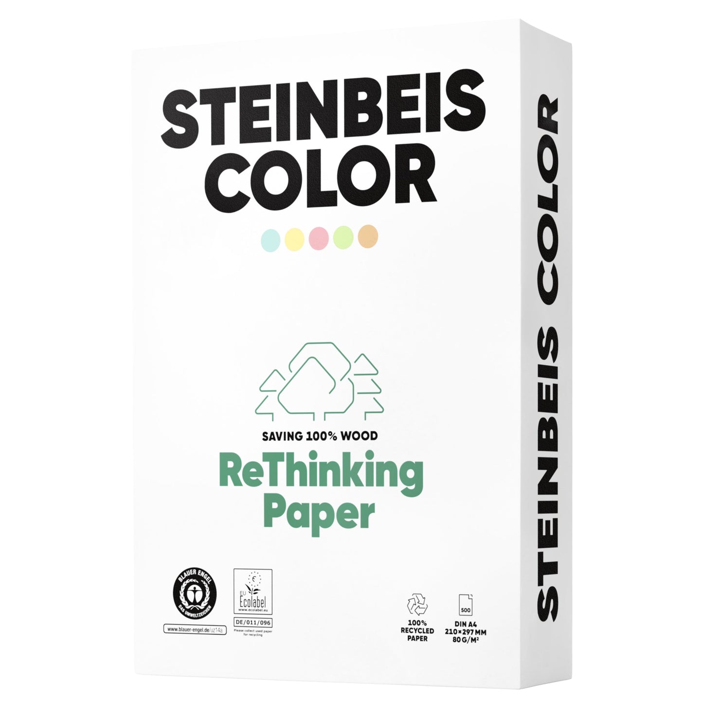 Steinbeis Kopierpapier MagicColour DIN A4 80g/m² elementar chlorfrei gebleicht 100 % Altpapier rosa 500 Bl./Pack.