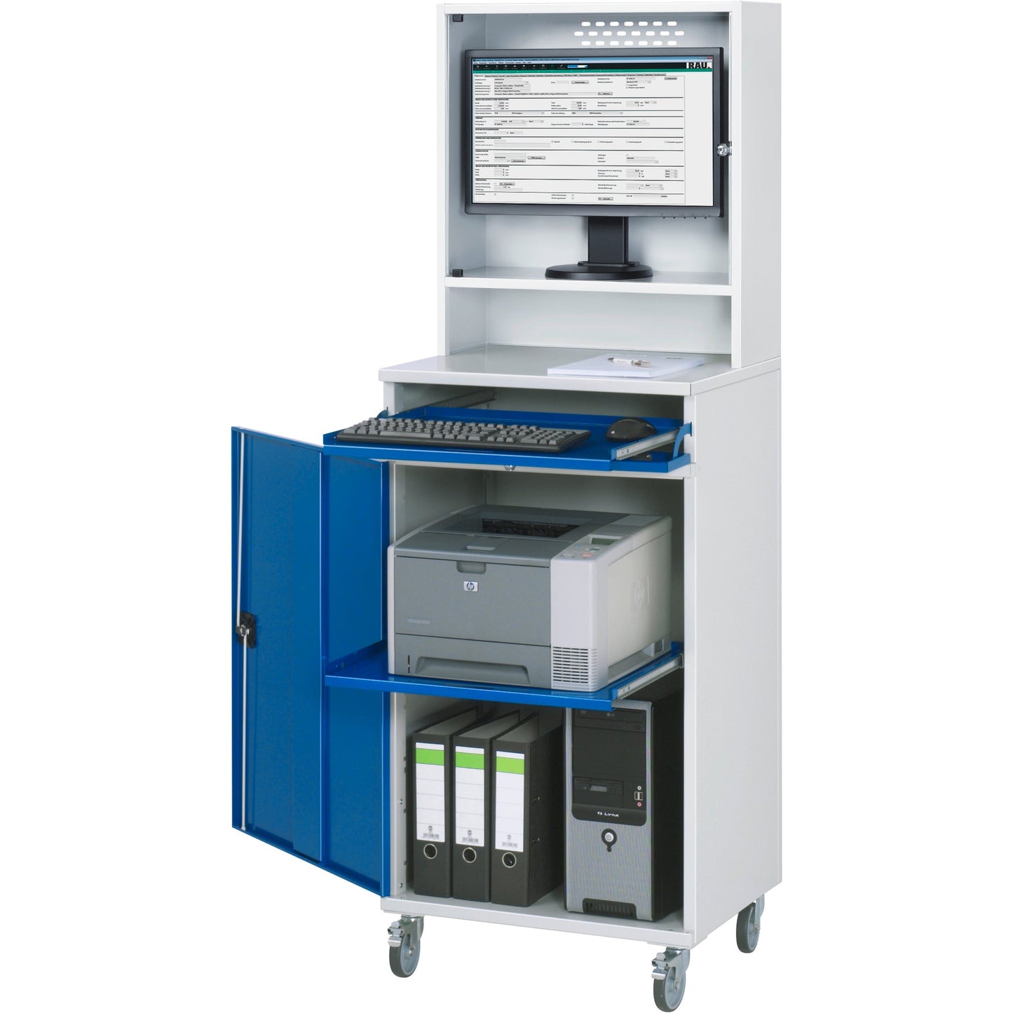 RAU PC-Arbeitsplatz Modell 65 650 x 1.895 x 520 mm (B x H x T) abschließbar Stahl, pulverbeschichtet