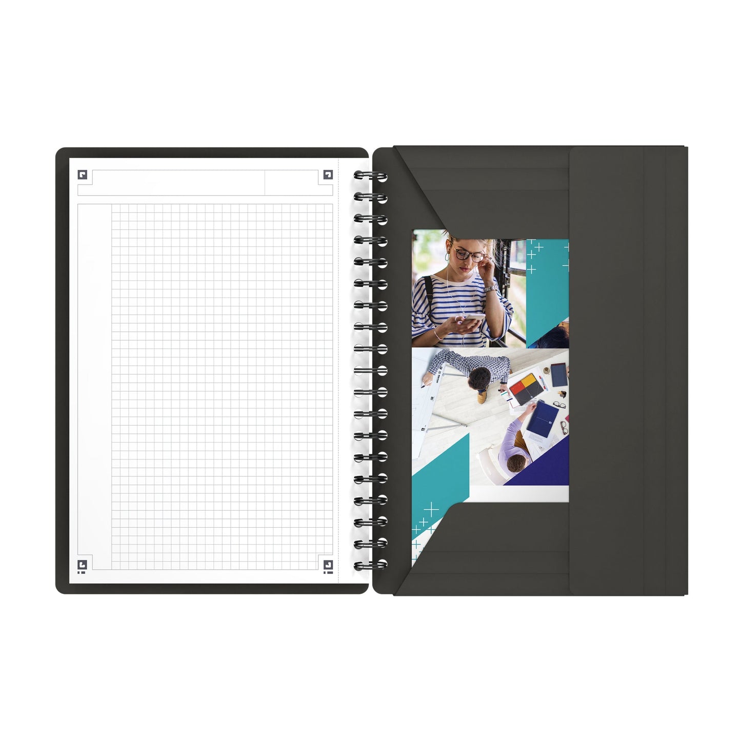 Oxford Collegeblock International Meetingbook DIN B5 kariert Polypropylen grau/orange/rot 80 Bl.