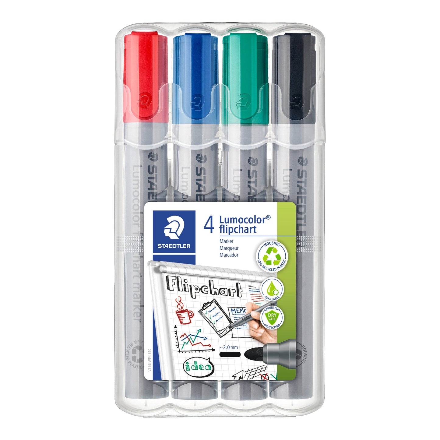 STAEDTLER® Flipchartmarker Lumocolor® 356 2mm farbig sortiert 4 St./Pack.