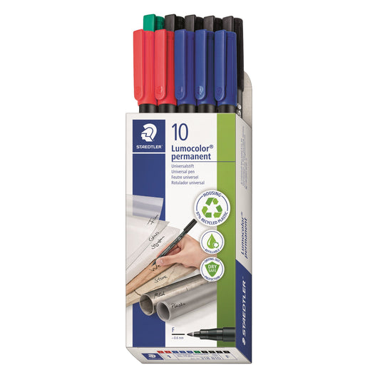 STAEDTLER® Folienstift Lumocolor® permanent 318 0,6mm farbig sortiert nicht dokumentenecht 10 St./Pack.