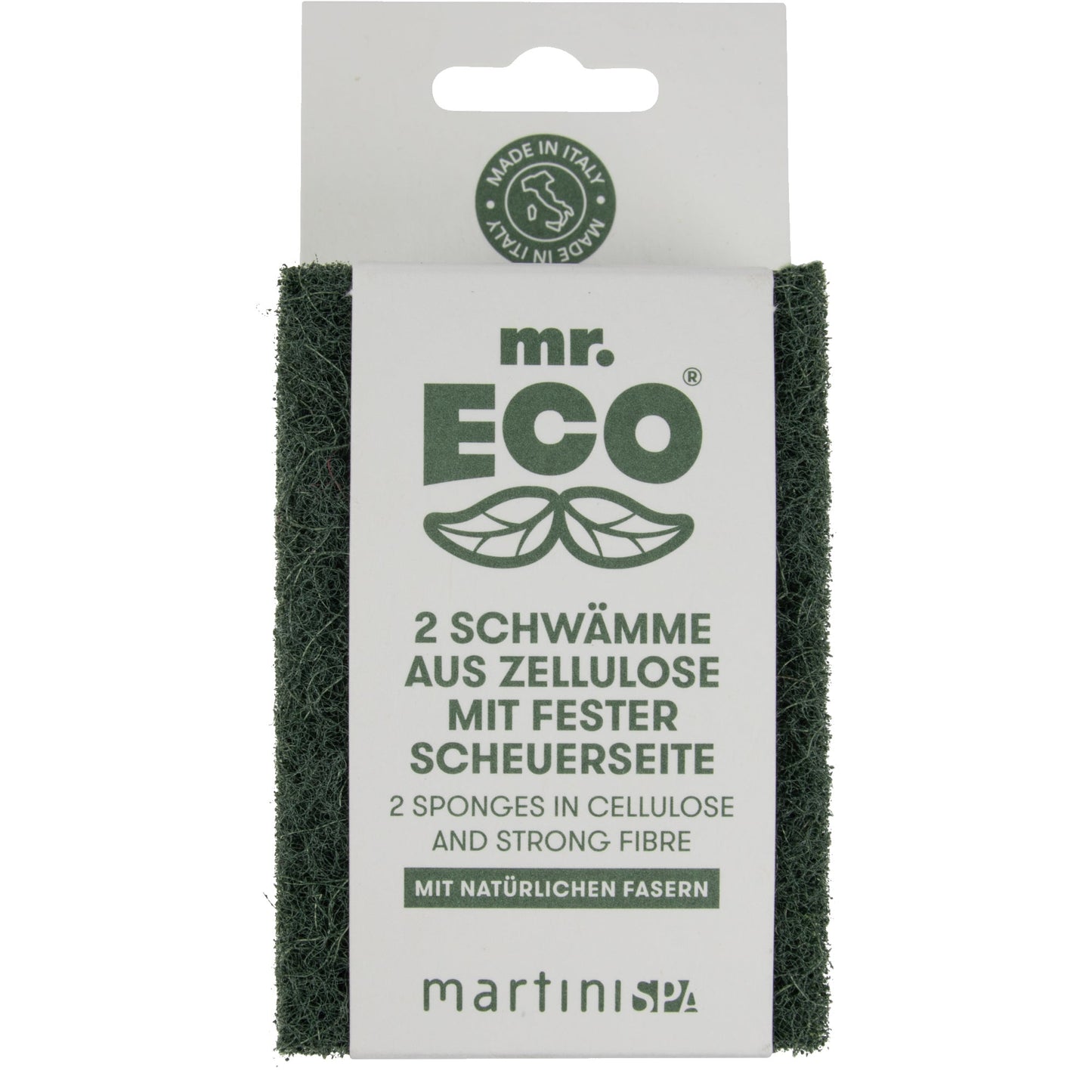 mr. ECO Reinigungsschwamm 6 x 6 x 0,5 cm (B x H x T) Pflanzliche Zellulose, Sisal (Agave), Mineralkörner, Recycling-PET hellgrün/dunkelgrün 2 St./Pack.