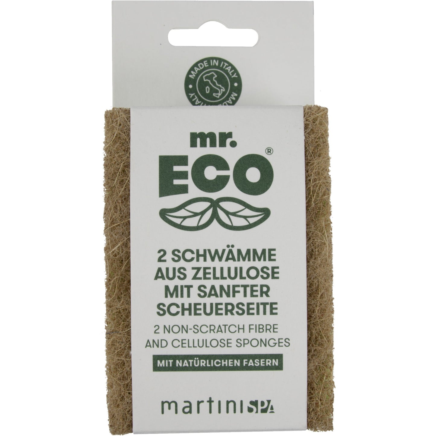 mr. ECO Reinigungsschwamm 6,5 x 9,8 x 1,8 cm (B x H x T) Pflanzliche Zellulose, Sisal (Agave), Recycling-PET hellgrün/braun 2 St./Pack.