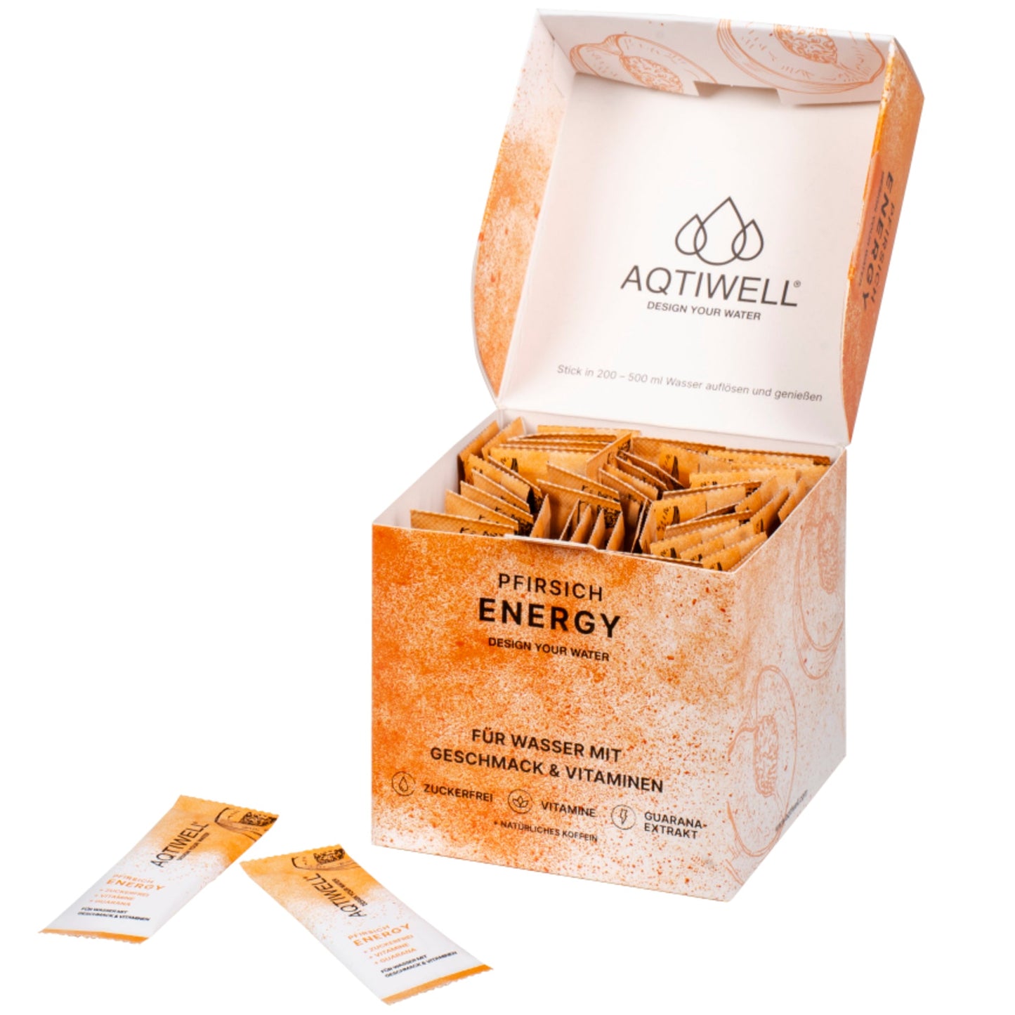 Aqtiwell® Getränkepulver ENERGY Pfirsich 50 x 2 g/Pack.
