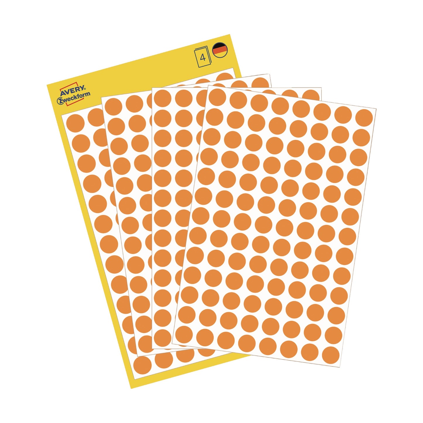 Avery Zweckform Markierungspunkt 8mm Papier leuchtorange 416 Etik./Pack.