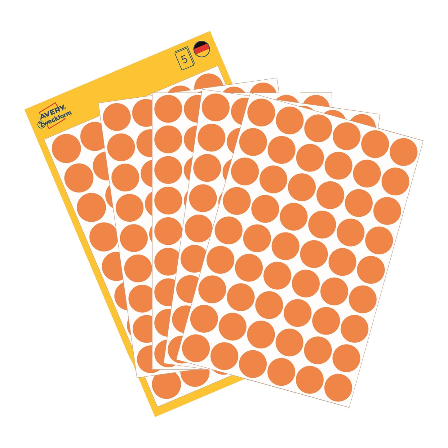 Avery Zweckform Markierungspunkt 12mm Papier leuchtorange 270 Etik./Pack.