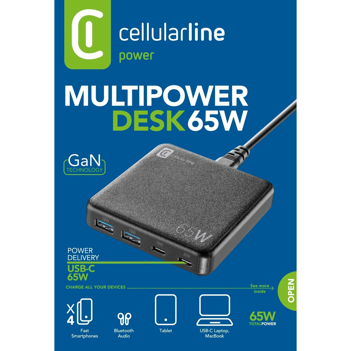 cellularline Ladegerät Kommunikationstechnik Multipower Desk 65W schwarz