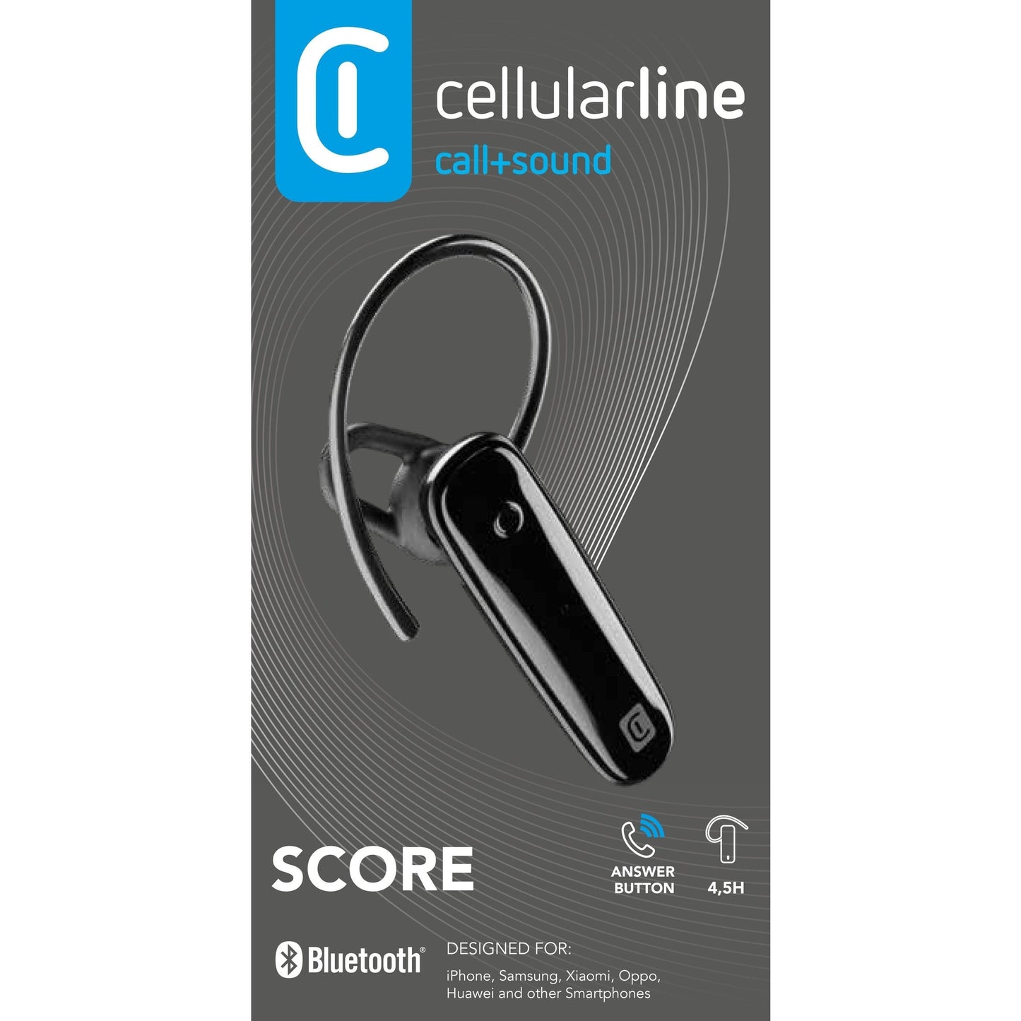cellularline Headset SCORE bluetoothfähiges Endgerät Bluetooth inkl. Ohrbügel, Micro-USB Ladekabel