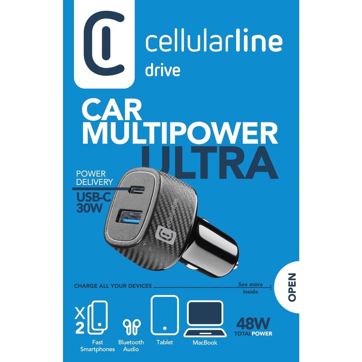 cellularline Kfz-Ladegerät CAR MULTIPOWER ULTRA Geräte mit USB-Anschluss schwarz