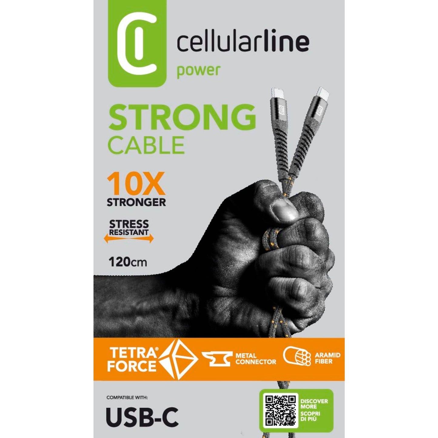 cellularline USB-Kabel Tetra Force 1,2m schwarz