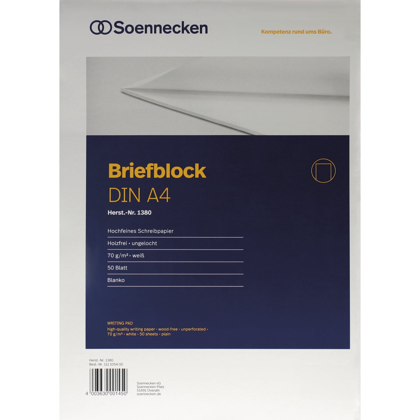 Soennecken Briefblock DIN A4 blanko 70g/m² weiß 50 Bl.