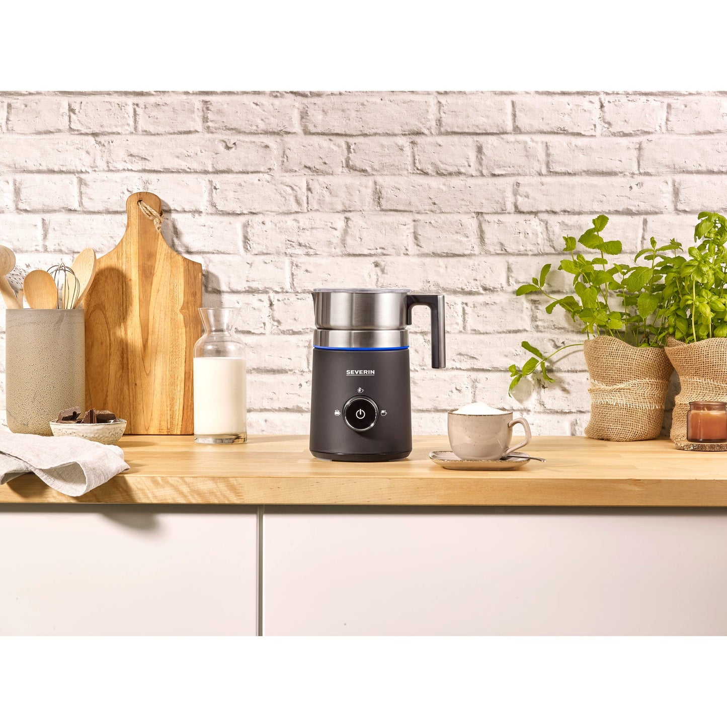 SEVERIN Milchaufschäumer Induktion Spuma 500 0,5l 500W Edelstahl schwarz/edelstahl