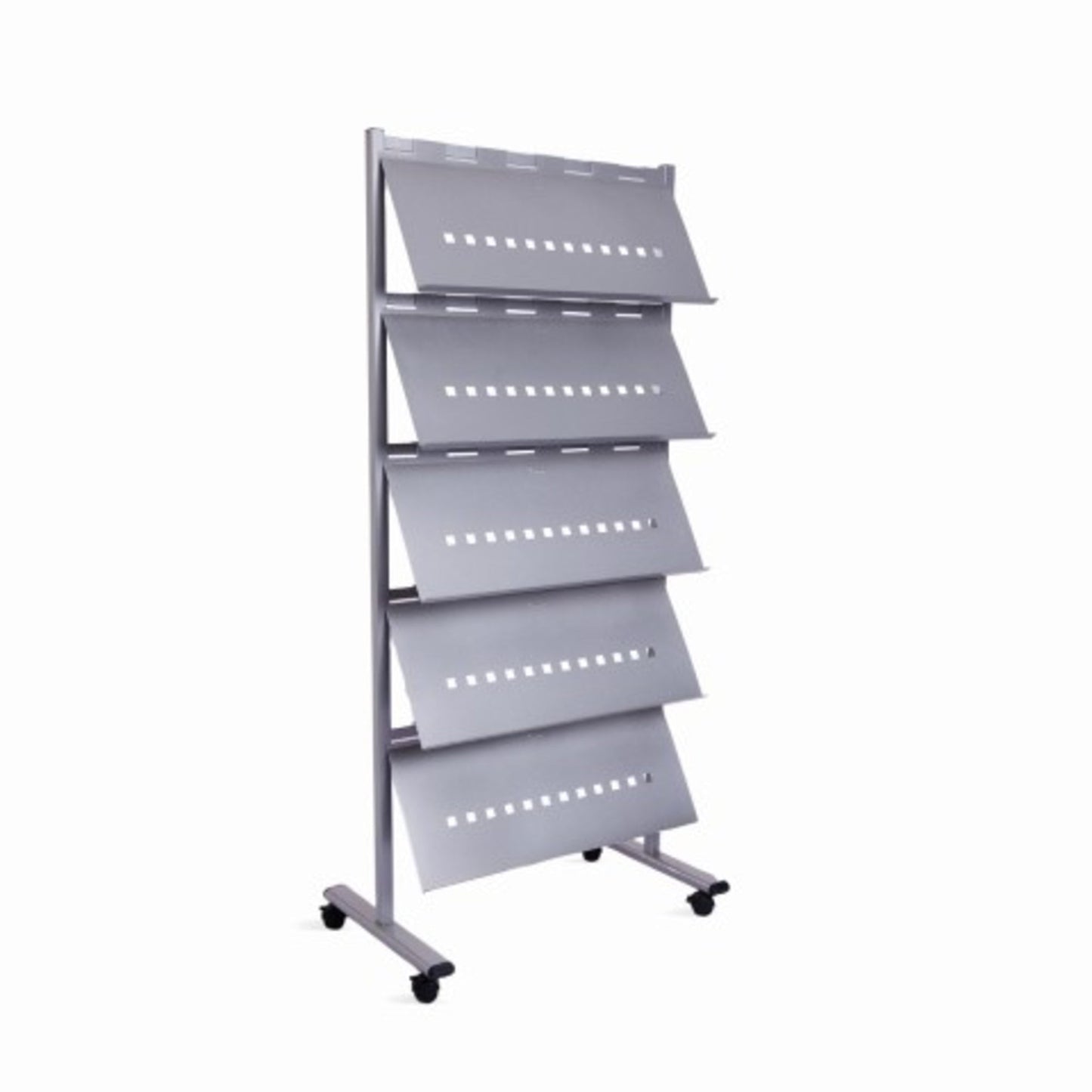 rocada Prospektständer mobil 82 x 185 x 49 cm (B x H x T) Stahl grau 5 Fächer