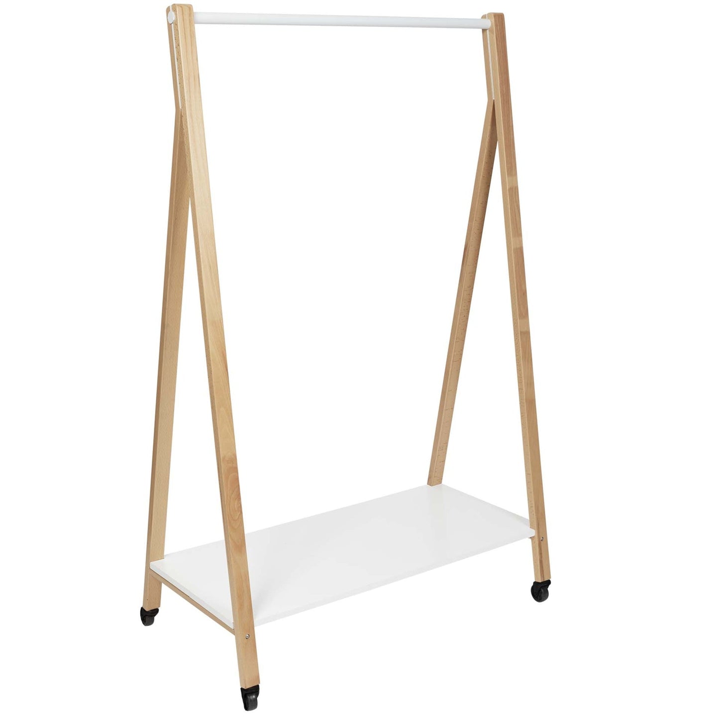 ALBA Garderobenständer PMSLEEK 94 x 149 x 47 cm (B x H x T) Stahl, epoxylackiert/Holz/MDF/Kunststoff, 100 % recycelbar buche/weiß