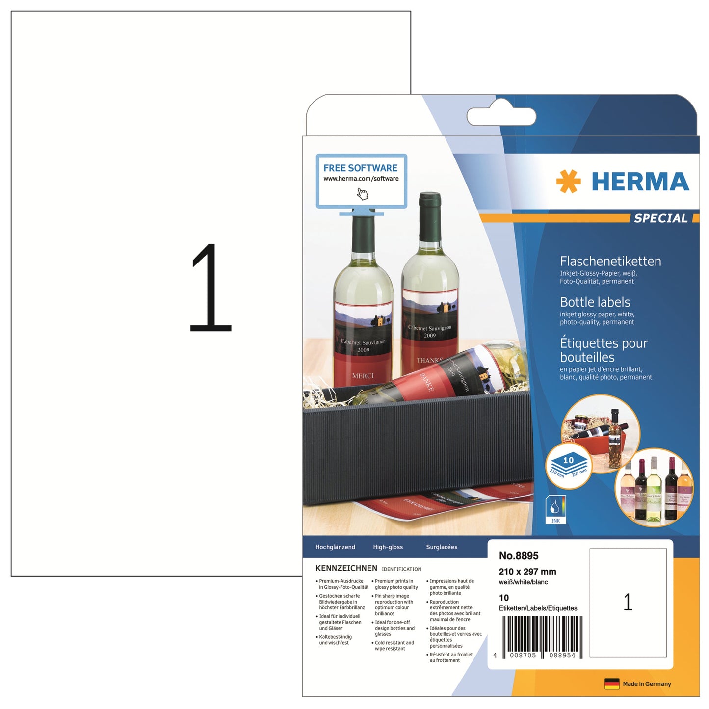 HERMA Universaletikett SPECIAL 210 x 297 mm (B x H) nicht wieder ablösbar Papier weiß 10 Etik./Pack.