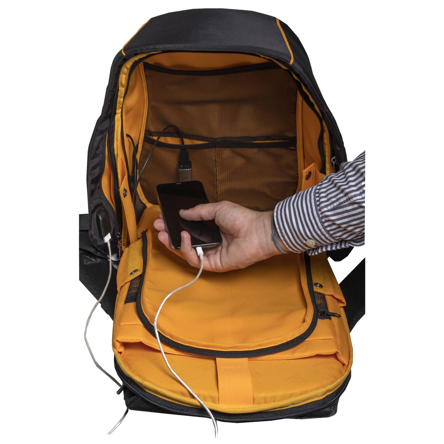 Exacompta Notebookrucksack Exactive® Reißverschluss Kleine Vordertasche, Reißverschlussfach für Stifte, Visitenkarten und Smartphones, verstärktes Hauptfach mit zusätzlichem Platz für Dokumente, Doppelöffnung zur Befestigung am Teleskoprohr eines Koffers