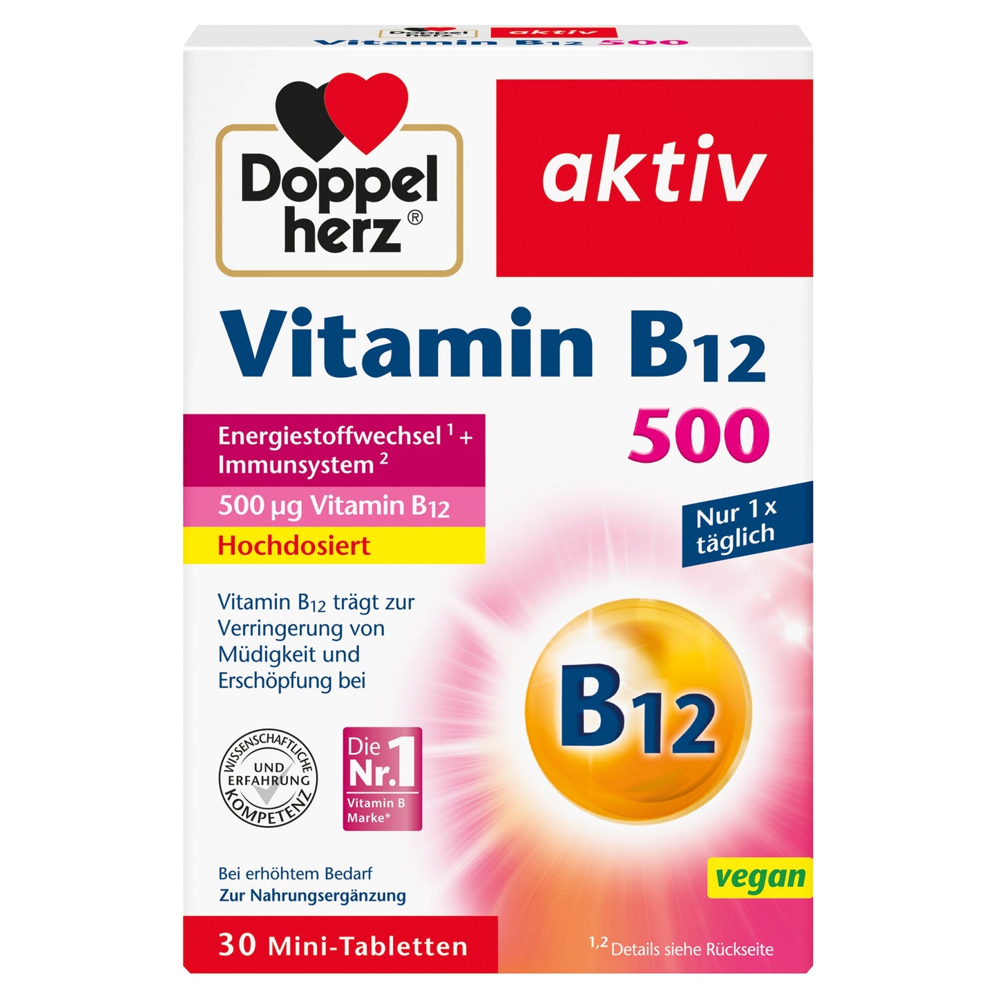 Doppelherz Nahrungsergänzungsmittel aktiv Vitamin B12 500 Tablette 30 St./Pack.