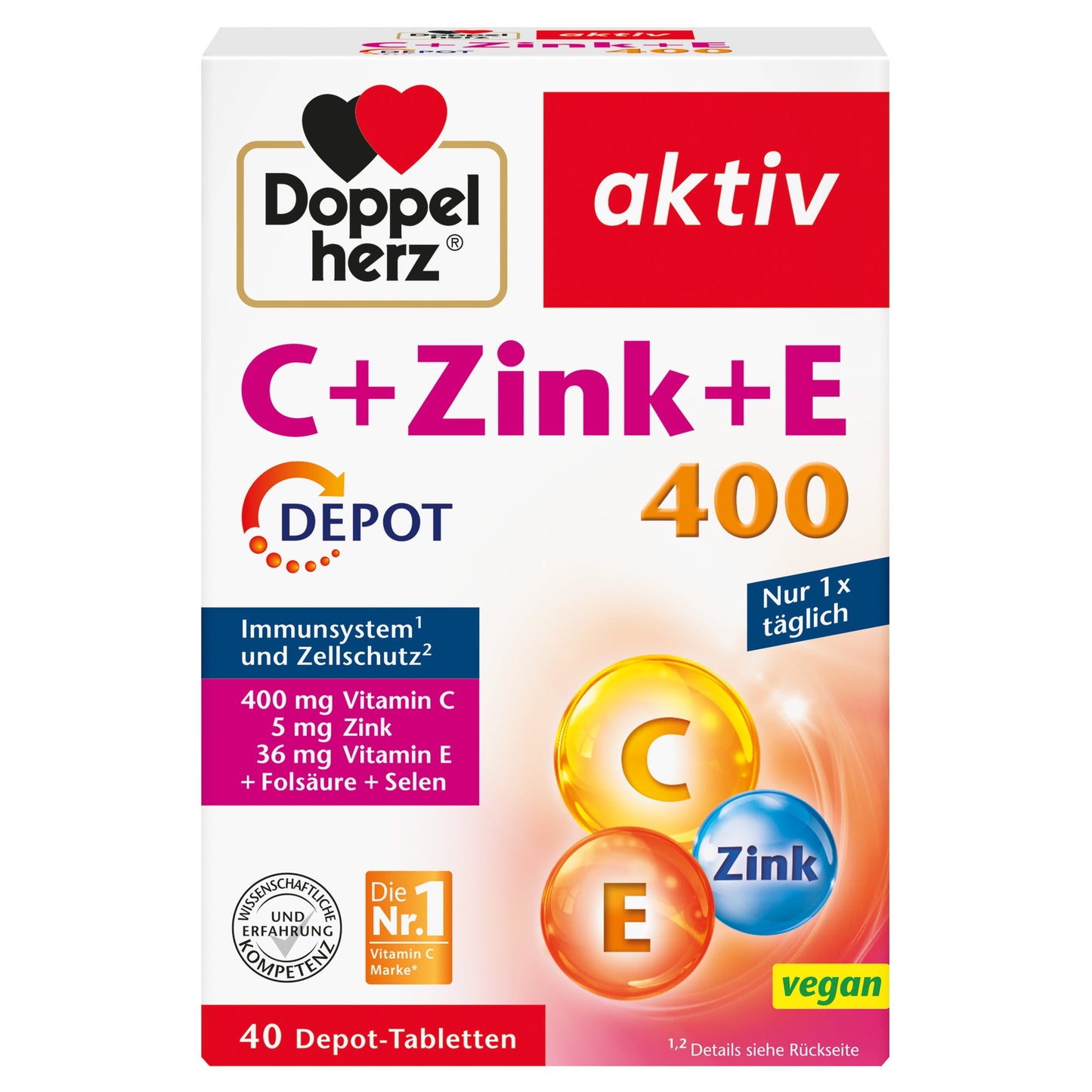 Doppelherz Nahrungsergänzungsmittel aktiv C + Zink + E DEPOT 400 Tablette 40 St./Pack.