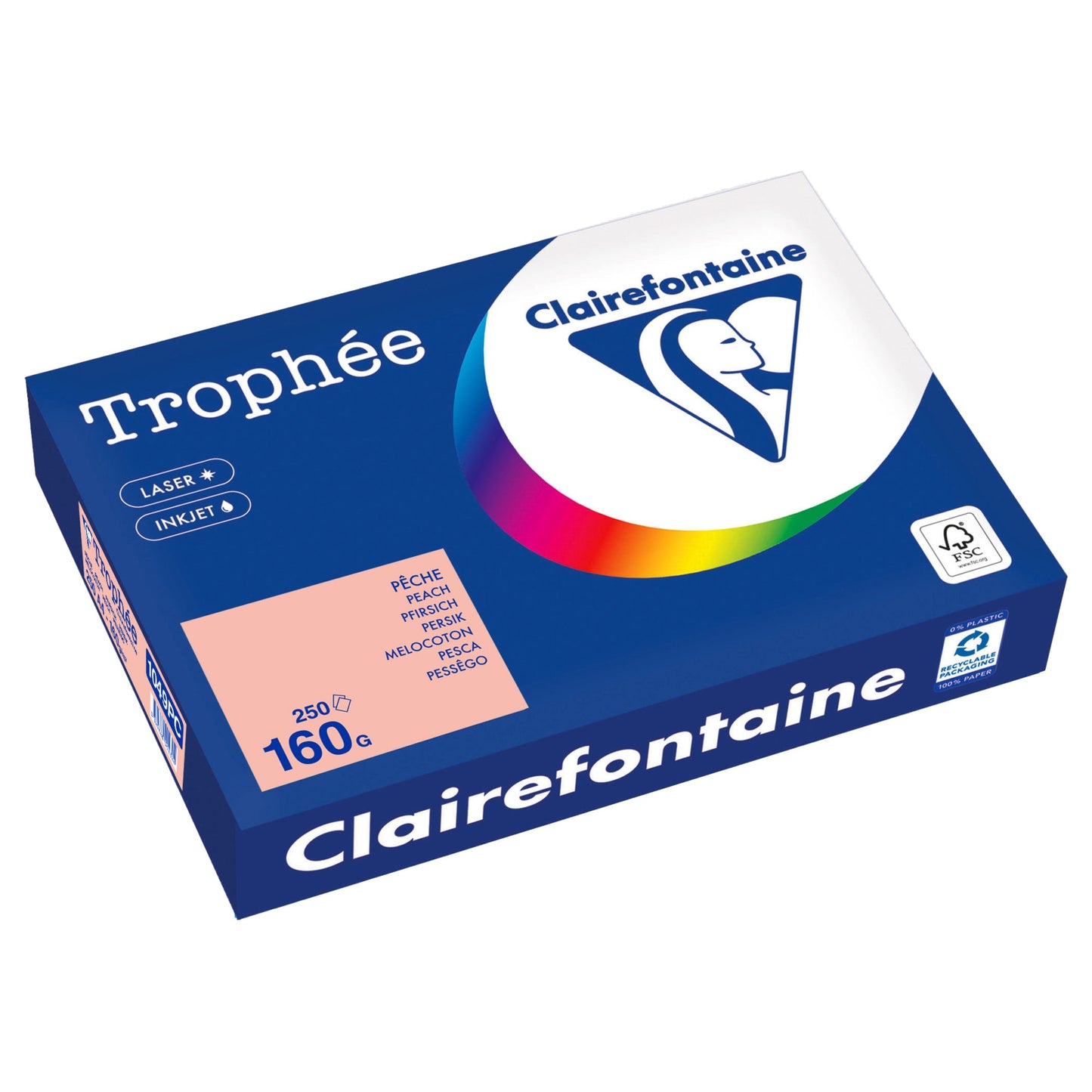 Clairefontaine Kopierpapier Trophée Color DIN A4 160g/m² elementar chlorfrei gebleicht, holzfrei pfirsich 250 Bl./Pack.