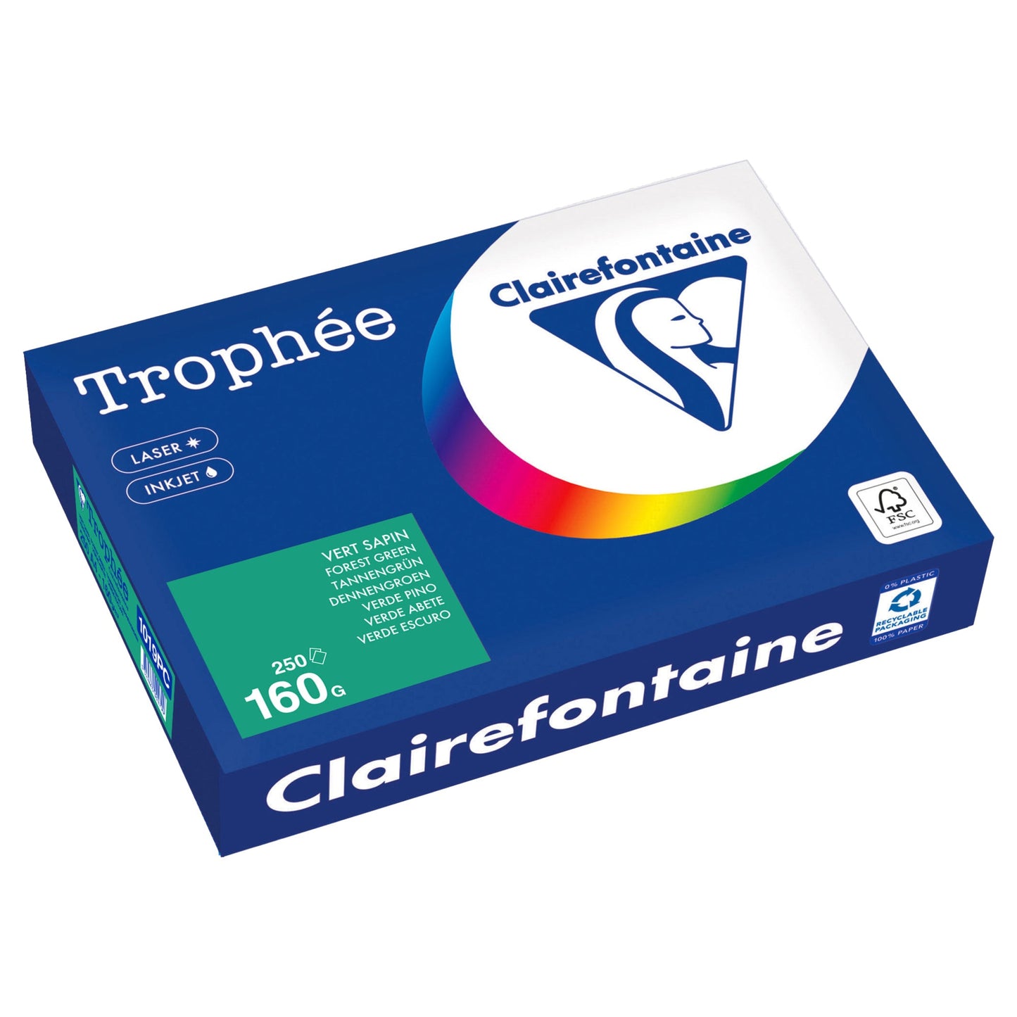 Clairefontaine Kopierpapier Trophée Color DIN A4 160g/m² elementar chlorfrei gebleicht, holzfrei tannengrün 250 Bl./Pack.