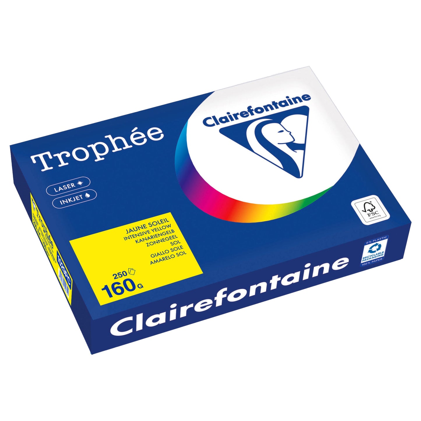 Clairefontaine Kopierpapier Trophée Color DIN A4 160g/m² elementar chlorfrei gebleicht, holzfrei kanariengelb 250 Bl./Pack.