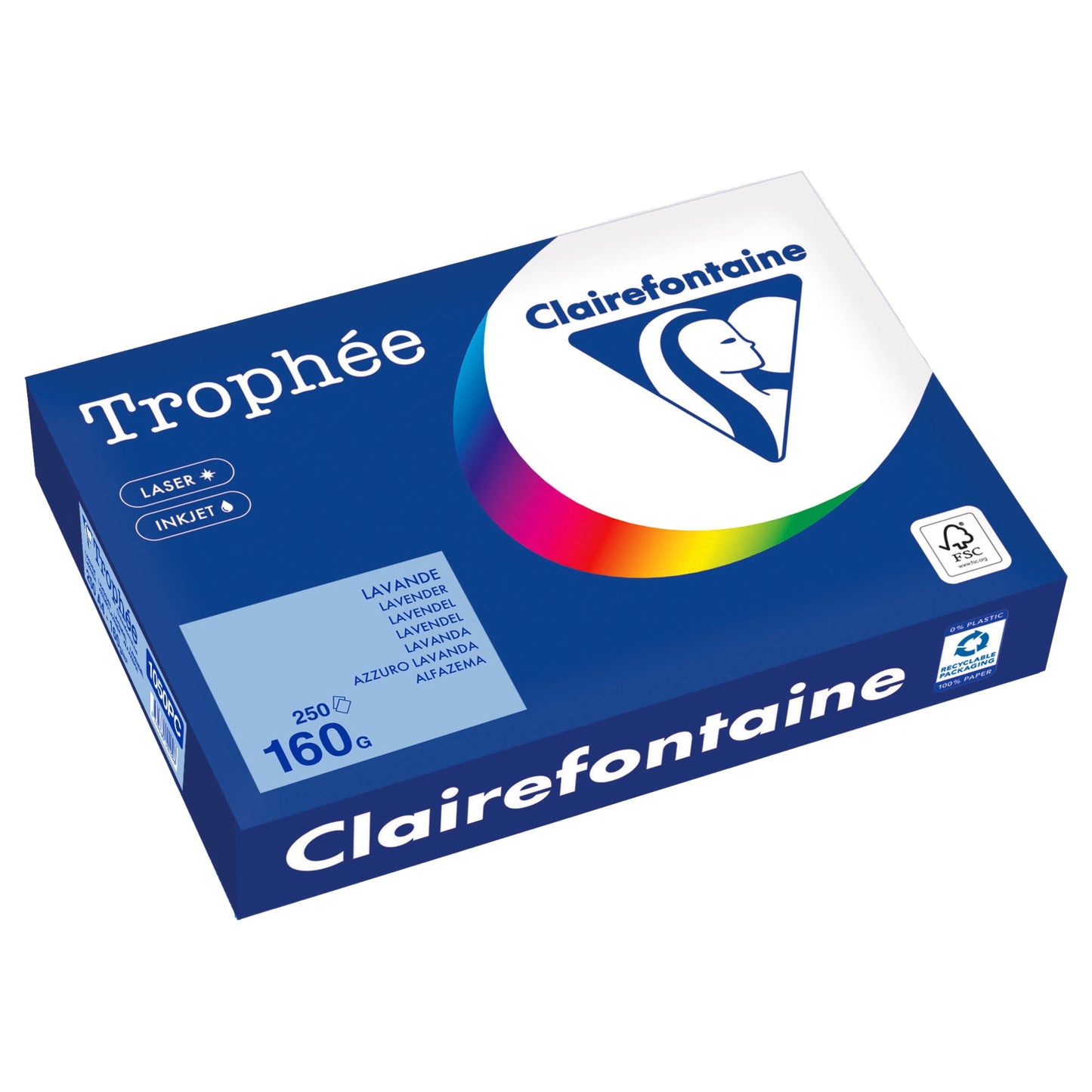Clairefontaine Kopierpapier Trophée Color DIN A4 160g/m² elementar chlorfrei gebleicht, holzfrei lavendel 250 Bl./Pack.