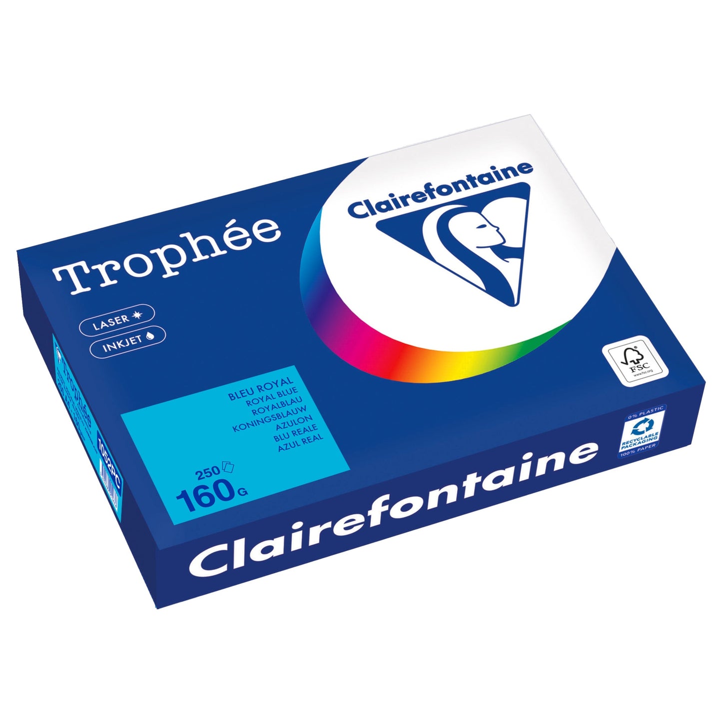 Clairefontaine Kopierpapier Trophée Color DIN A4 160g/m² elementar chlorfrei gebleicht, holzfrei royalblau 250 Bl./Pack.