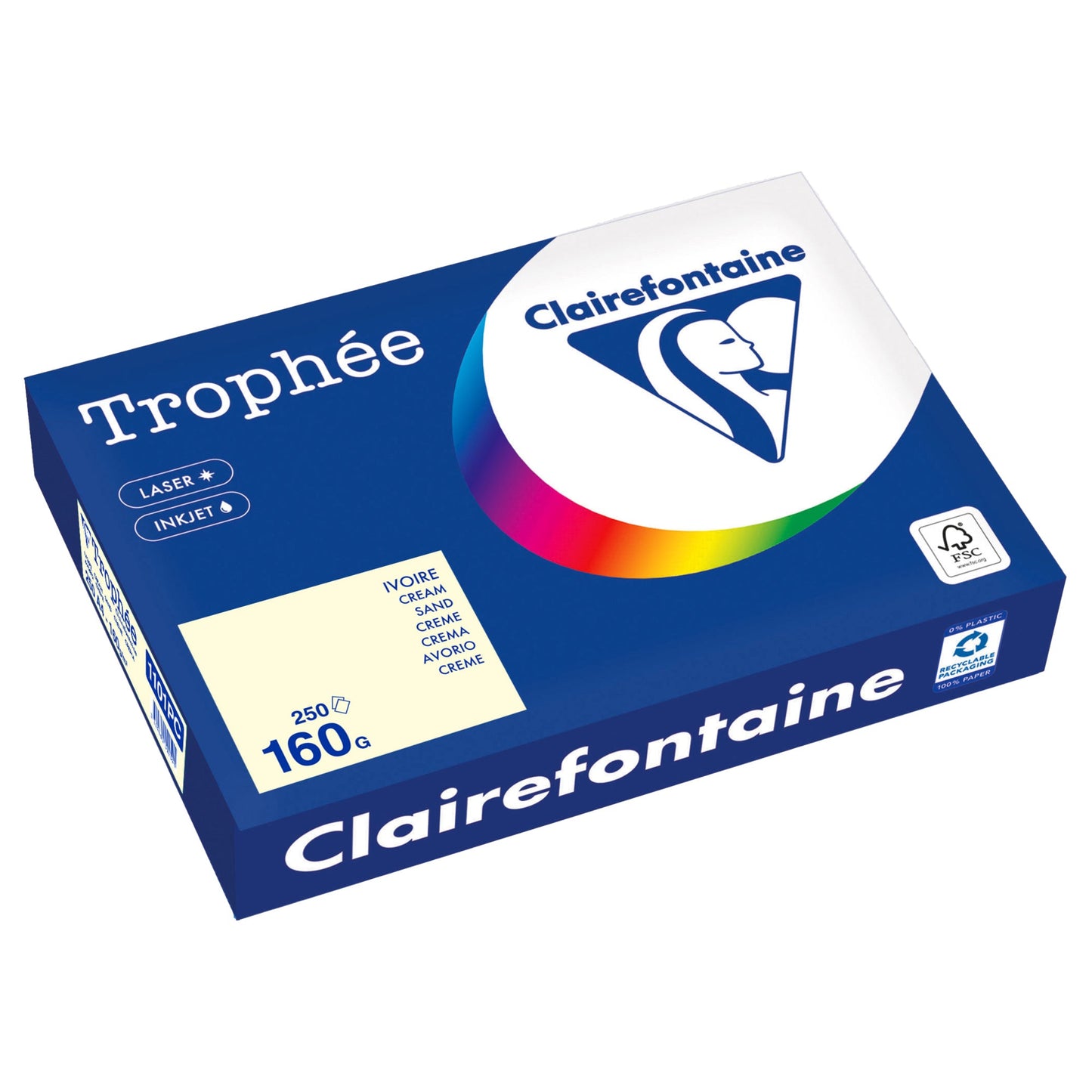 Clairefontaine Kopierpapier Trophée Color DIN A4 160g/m² elementar chlorfrei gebleicht, holzfrei sand 250 Bl./Pack.