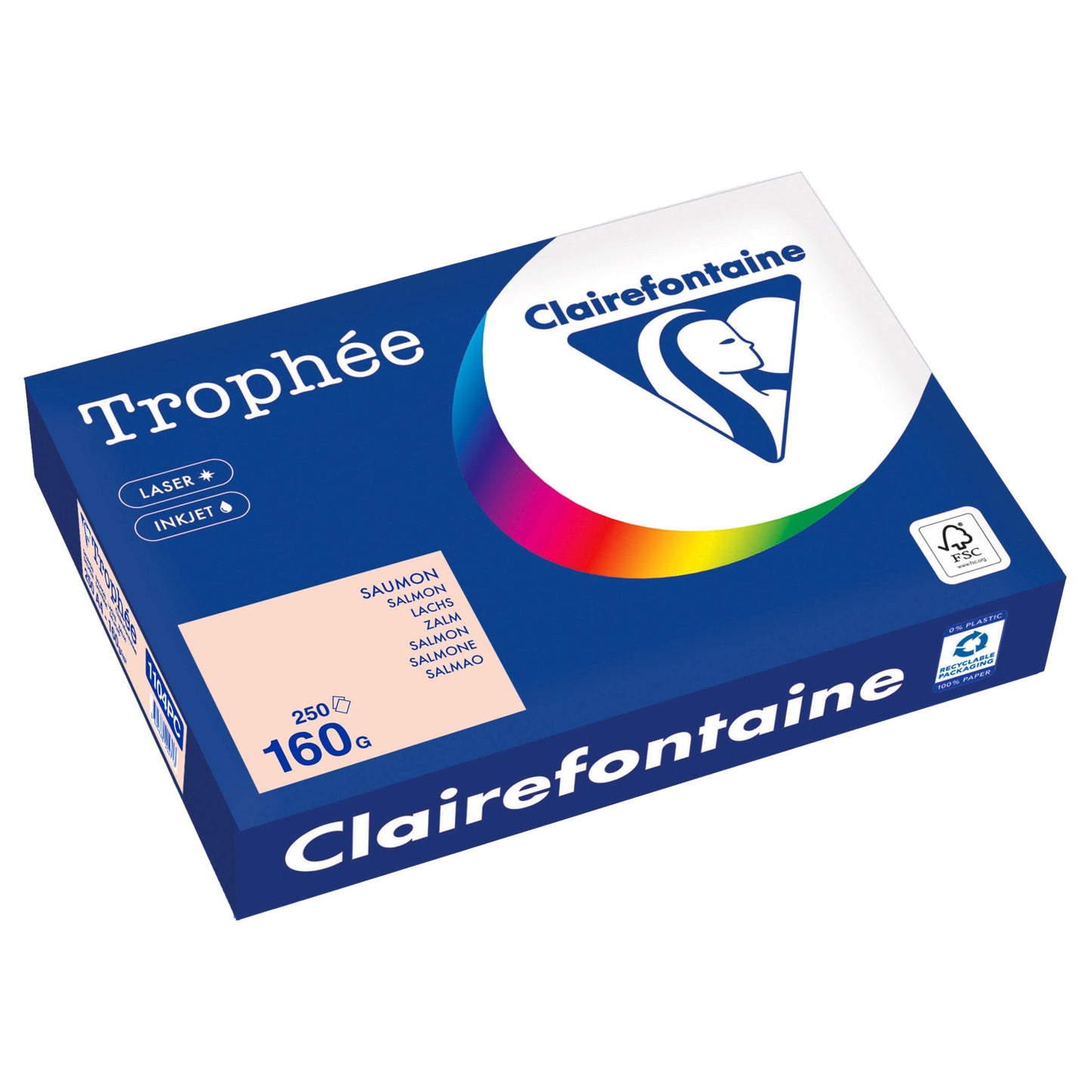 Clairefontaine Kopierpapier Trophée Color DIN A4 160g/m² elementar chlorfrei gebleicht, holzfrei lachs 250 Bl./Pack.