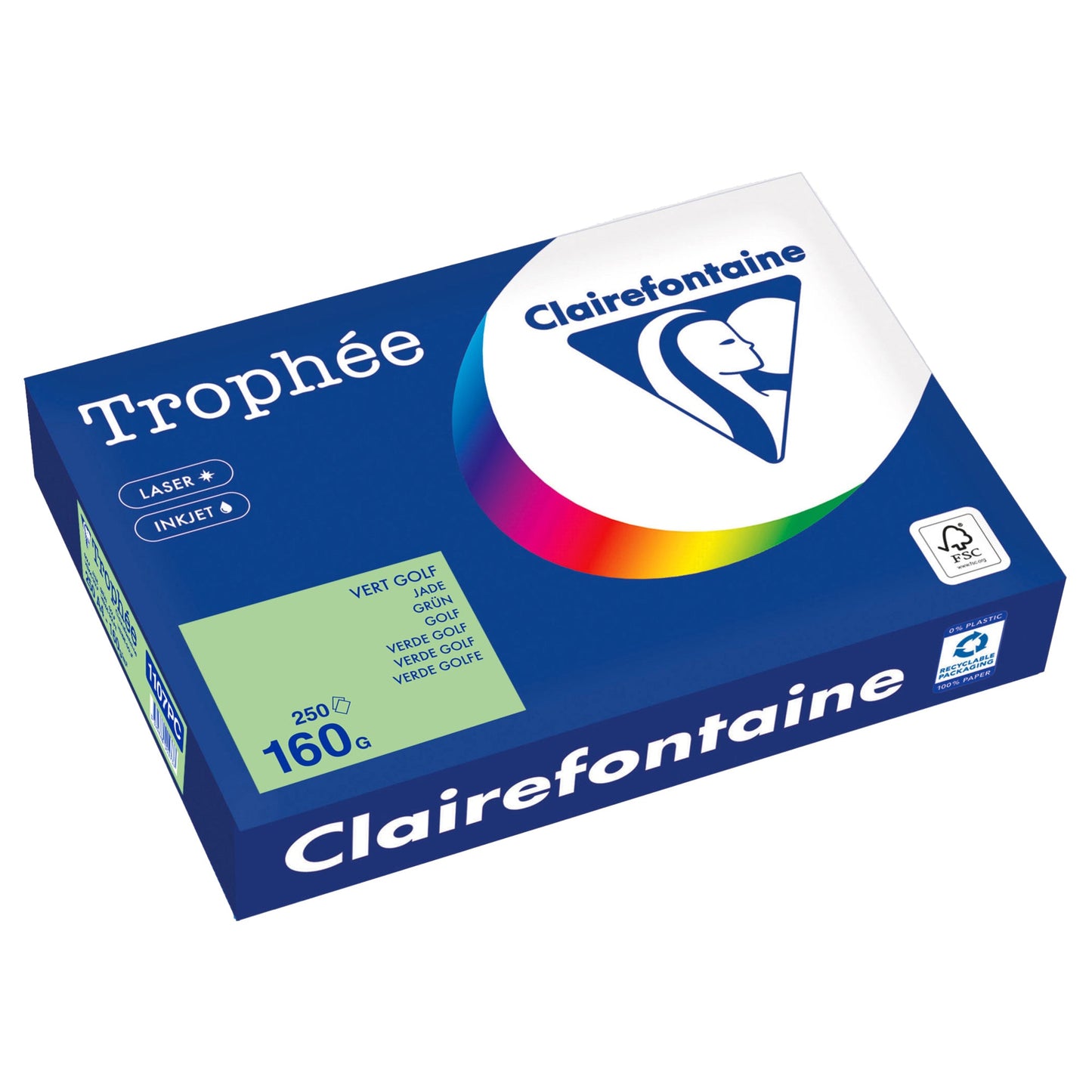Clairefontaine Kopierpapier Trophée Color DIN A4 160g/m² elementar chlorfrei gebleicht, holzfrei grün 250 Bl./Pack.