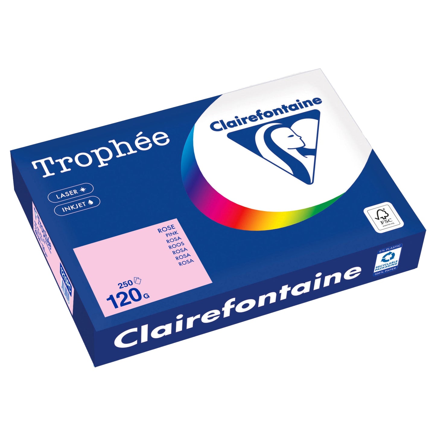 Clairefontaine Kopierpapier Trophée Color DIN A4 120g/m² elementar chlorfrei gebleicht, holzfrei rosa 250 Bl./Pack.