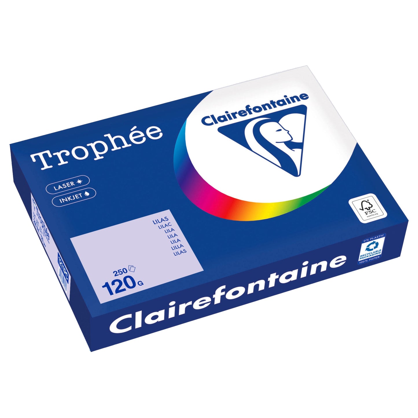 Clairefontaine Kopierpapier Trophée Color DIN A4 120g/m² elementar chlorfrei gebleicht, holzfrei lila 250 Bl./Pack.