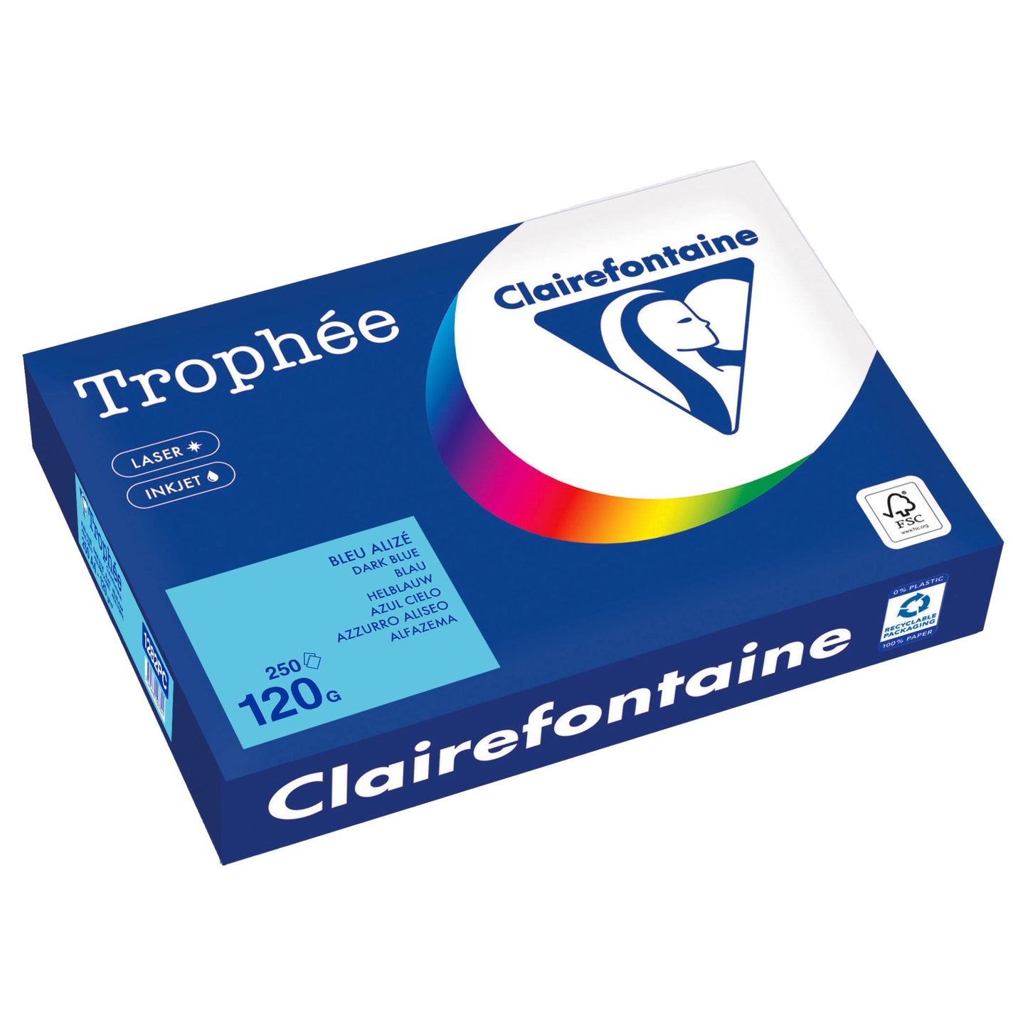 Clairefontaine Kopierpapier Trophée Color DIN A4 120g/m² elementar chlorfrei gebleicht, holzfrei blau 250 Bl./Pack.