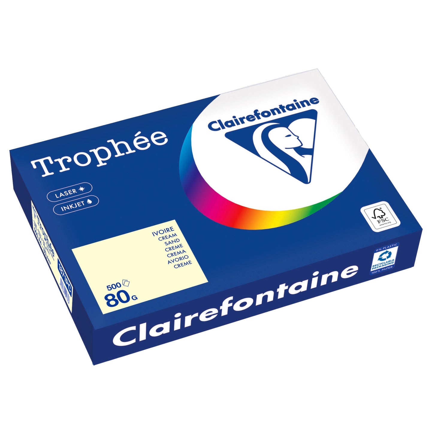 Clairefontaine Kopierpapier Trophée Color DIN A4 80g/m² elementar chlorfrei gebleicht, holzfrei sand 500 Bl./Pack.