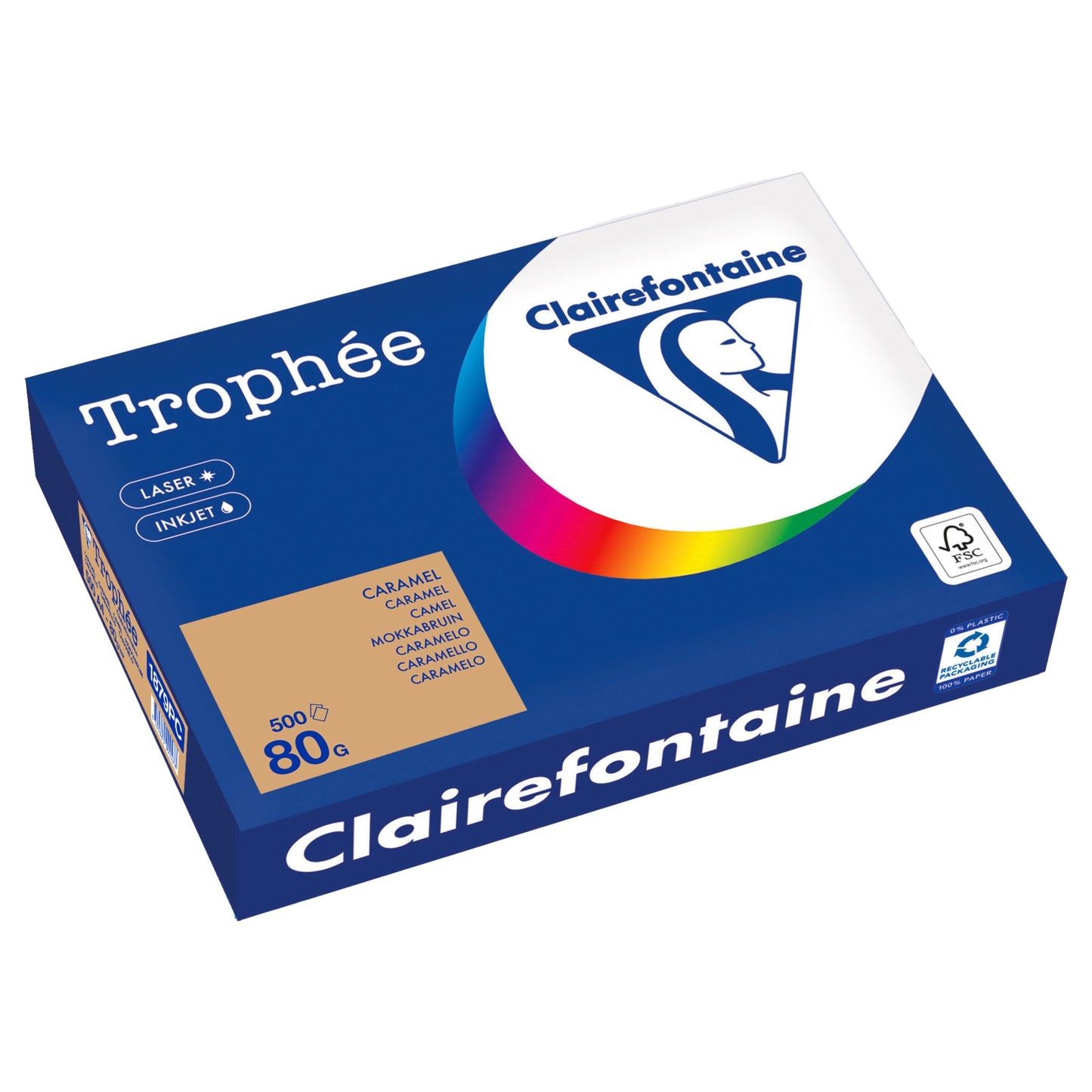 Clairefontaine Kopierpapier Trophée Color DIN A4 80g/m² elementar chlorfrei gebleicht, holzfrei camel 500 Bl./Pack.