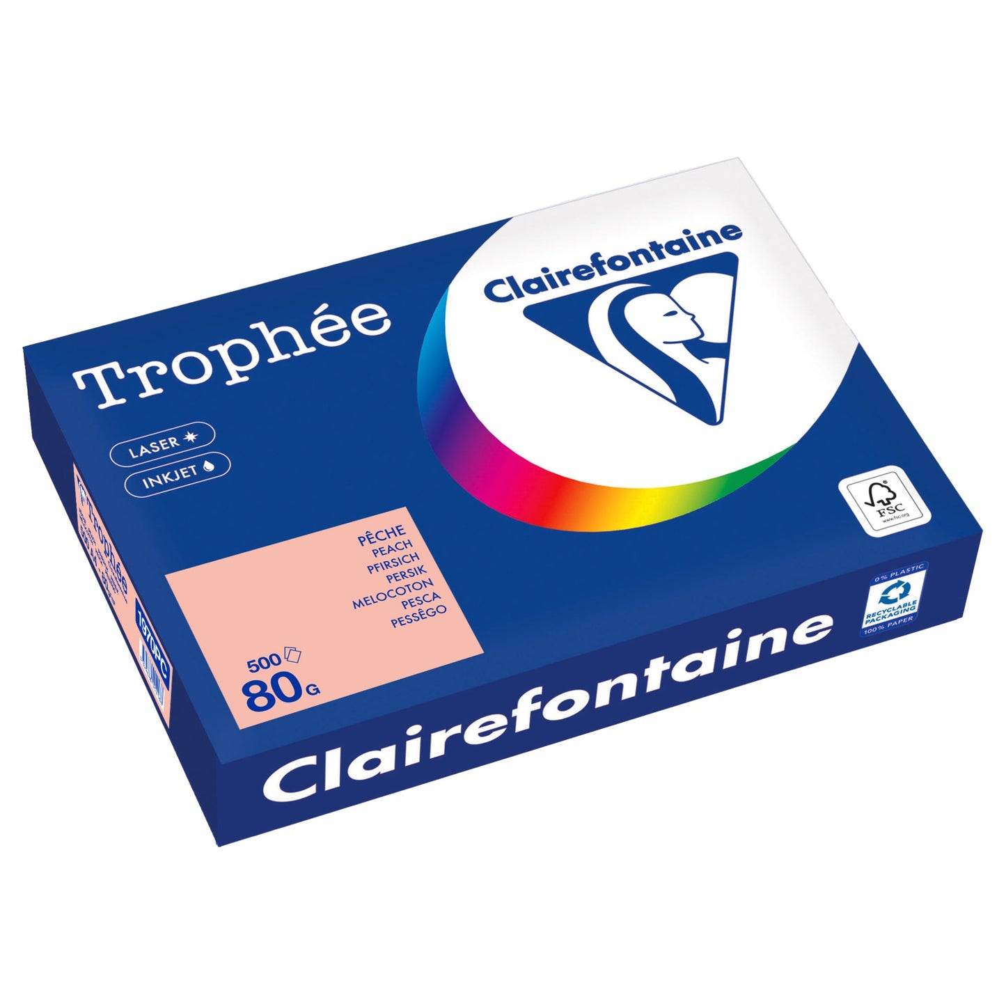 Clairefontaine Kopierpapier Trophée Color DIN A4 80g/m² elementar chlorfrei gebleicht, holzfrei pfirsich 500 Bl./Pack.