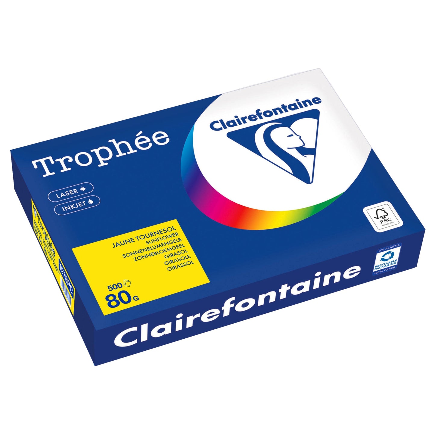 Clairefontaine Kopierpapier Trophée Color DIN A4 80g/m² elementar chlorfrei gebleicht, holzfrei sonnengelb 500 Bl./Pack.