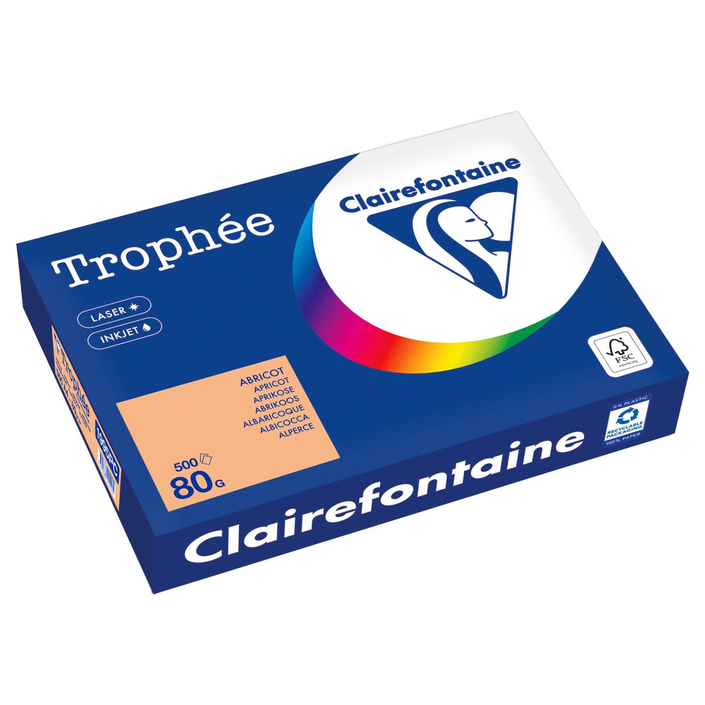 Clairefontaine Kopierpapier Trophée Color DIN A4 80g/m² elementar chlorfrei gebleicht, holzfrei aprikose 500 Bl./Pack.