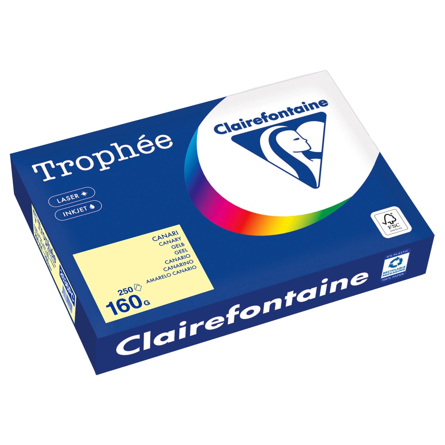 Clairefontaine Kopierpapier Trophée Color DIN A4 160g/m² elementar chlorfrei gebleicht, holzfrei gelb 250 Bl./Pack.
