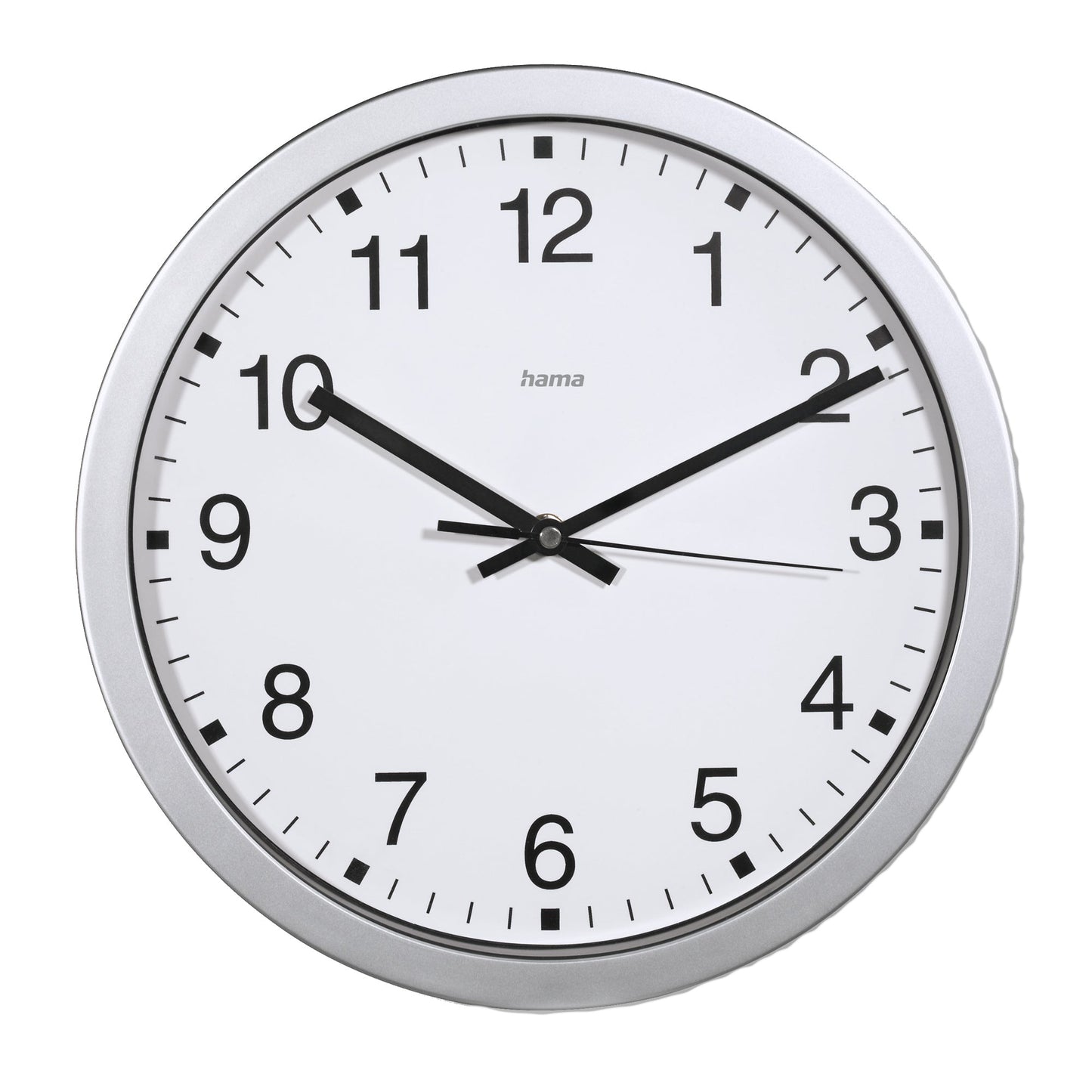 Hama Wanduhr Mallorca 30 x 4 cm (Ø x T) ohne automatische Sommer-/Winterzeitumstellung Kunststoff silber