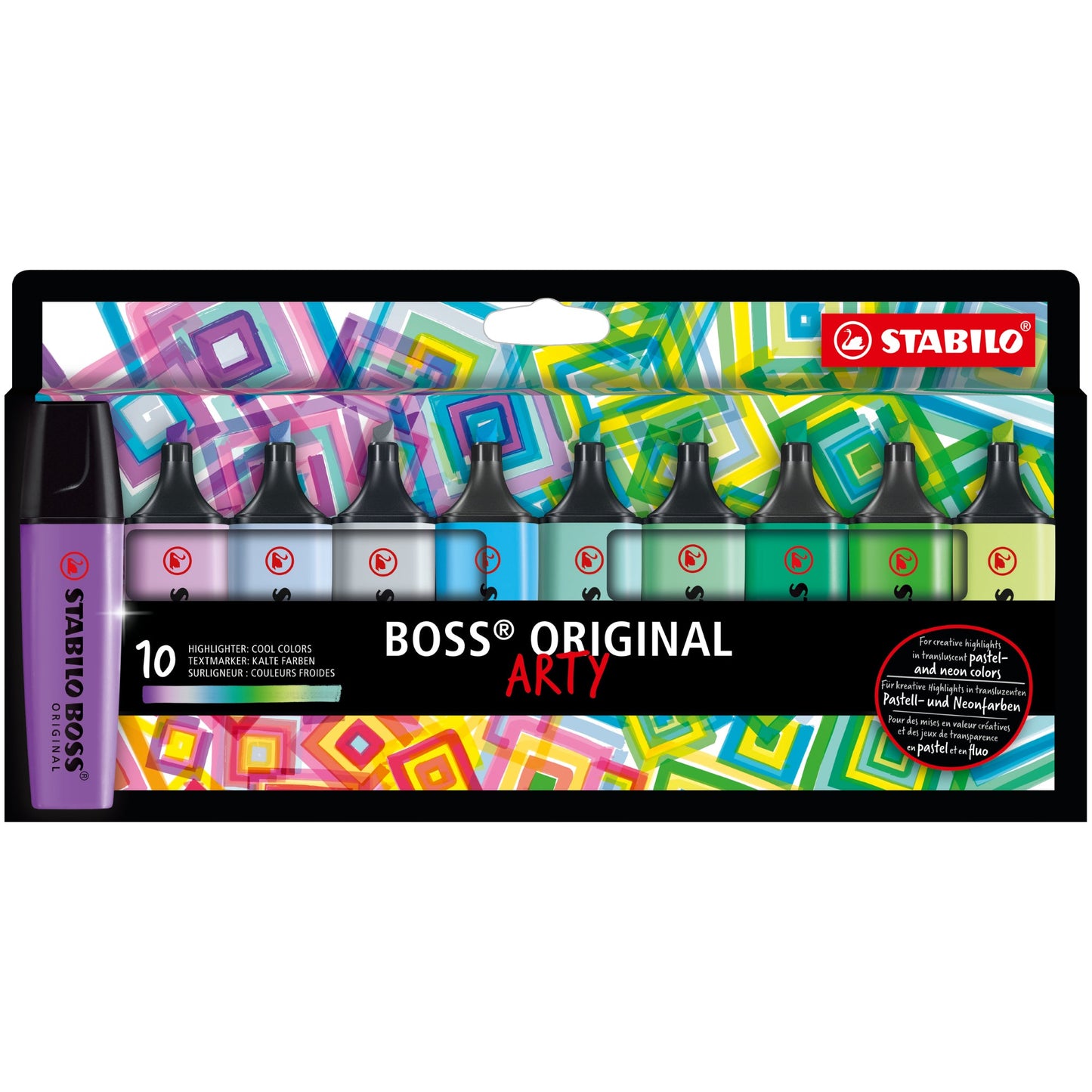 STABILO® Textmarker BOSS® ORIGINAL ARTY 2-5mm farbig sortiert Keilspitze 10 St./Pack.