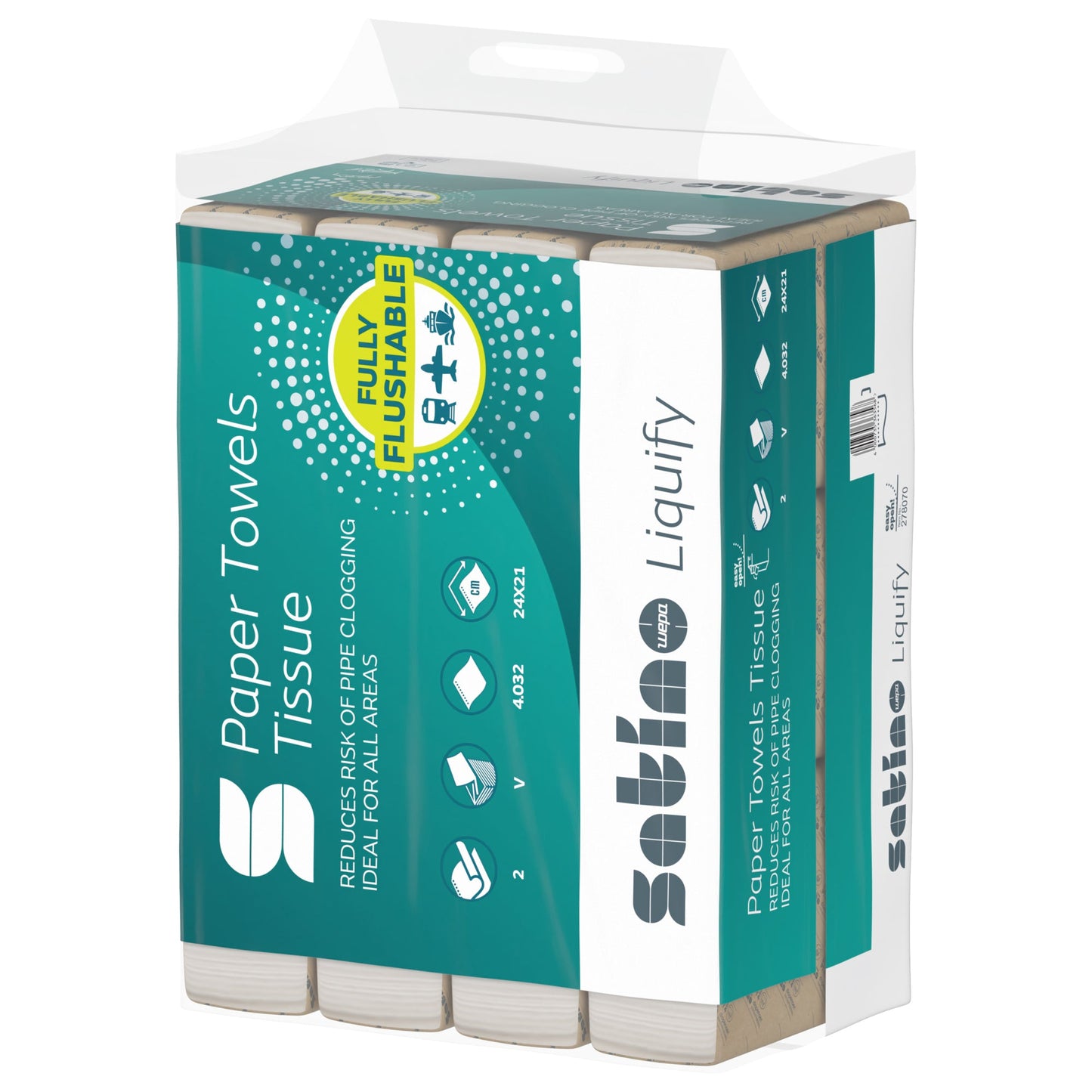 Satino by WEPA Papierhandtücher Liquify 24 x 21 cm (B x L) Zellstoff hochweiß 12 x 336 Bl./Pack.