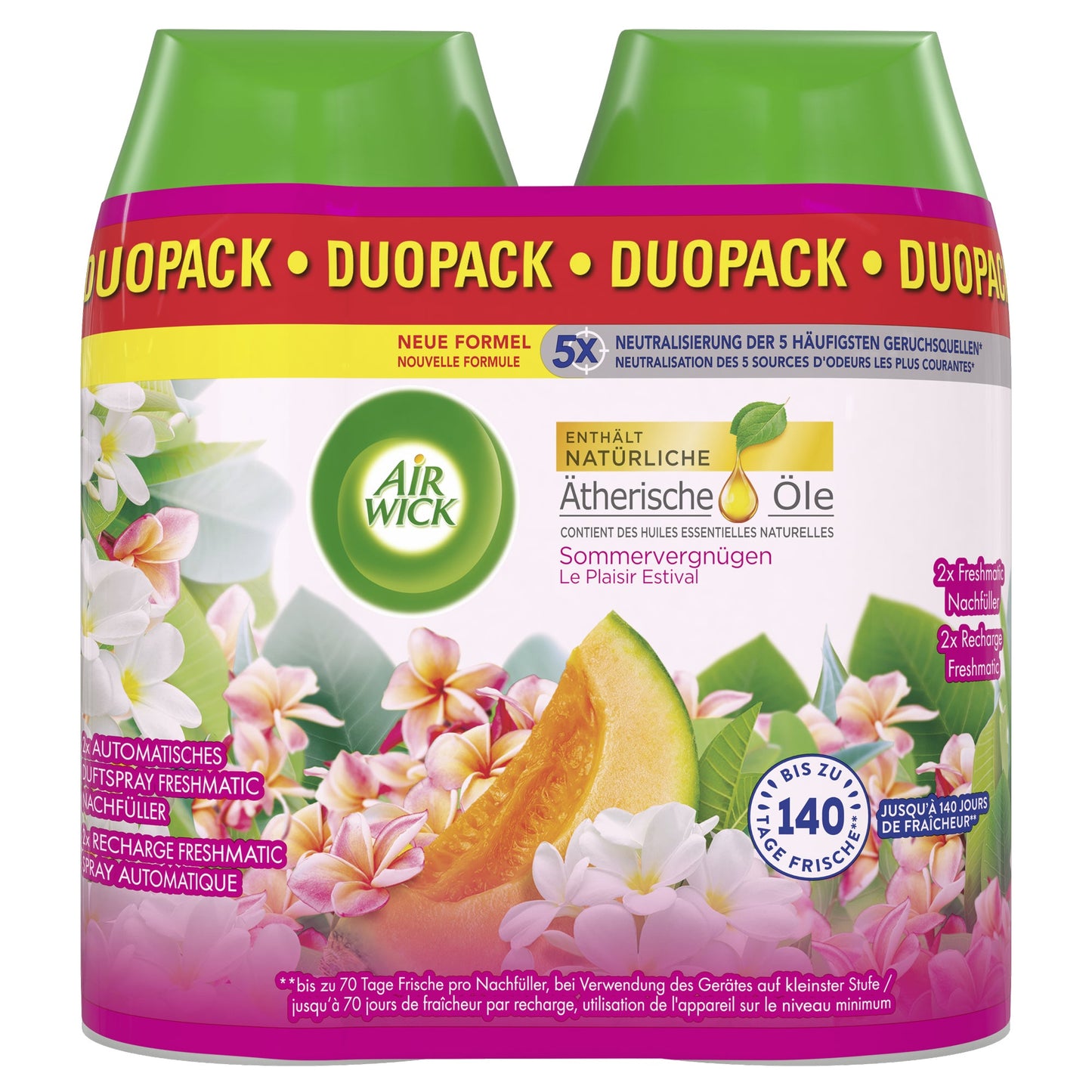 AIR-WICK Nachfüllpack Lufterfrischer Freshmatic Max DUO Sommervergnügen 2 x 250 ml/Pack.