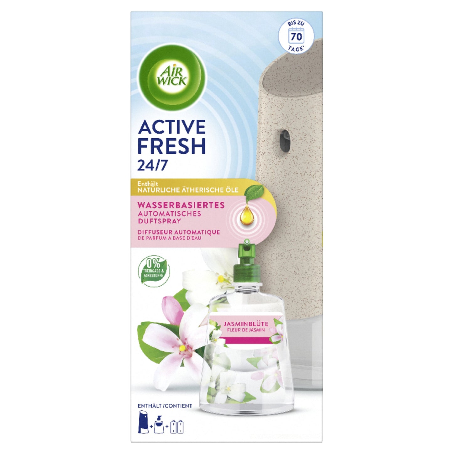 AIR-WICK Lufterfrischer Active Fresh Starter Set gefüllt inkl. Duftspray Jasminblüte 228 ml Kunststoff grau