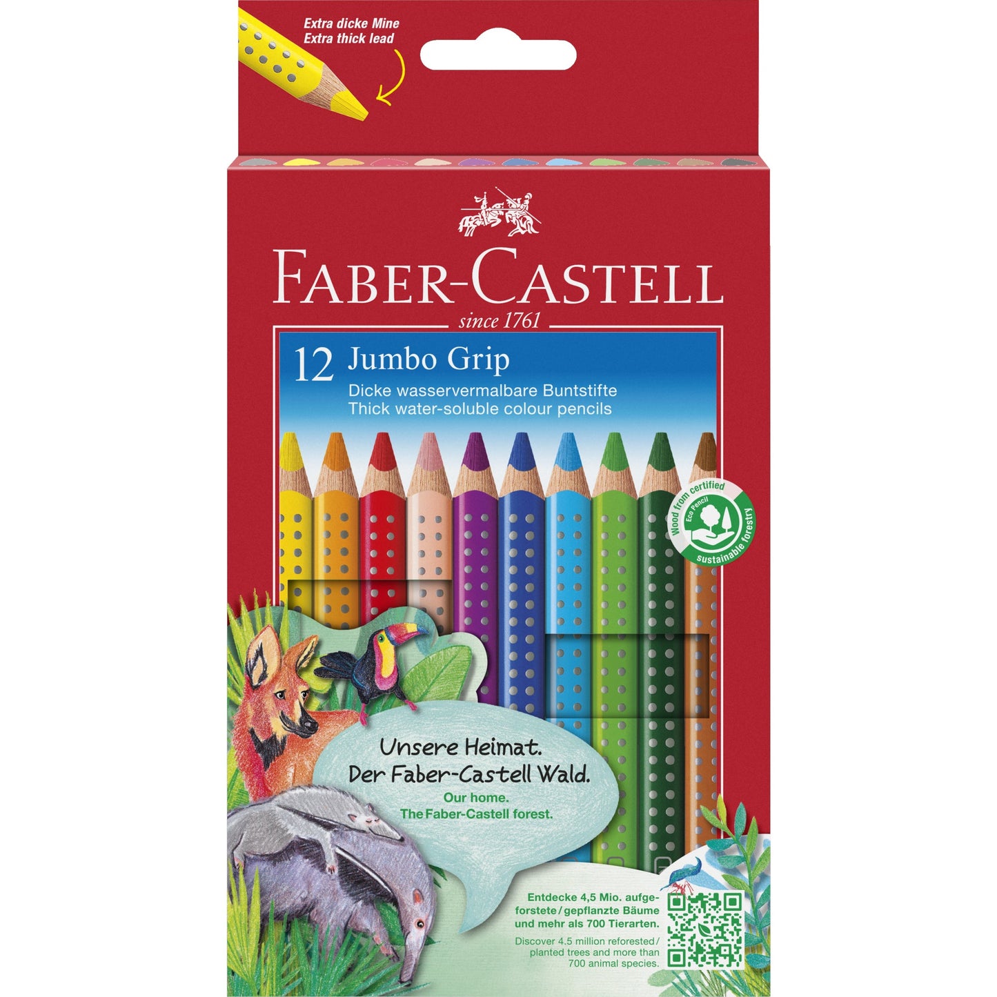 Faber-Castell Buntstift Jumbo GRIP farbig sortiert 12 St./Pack.