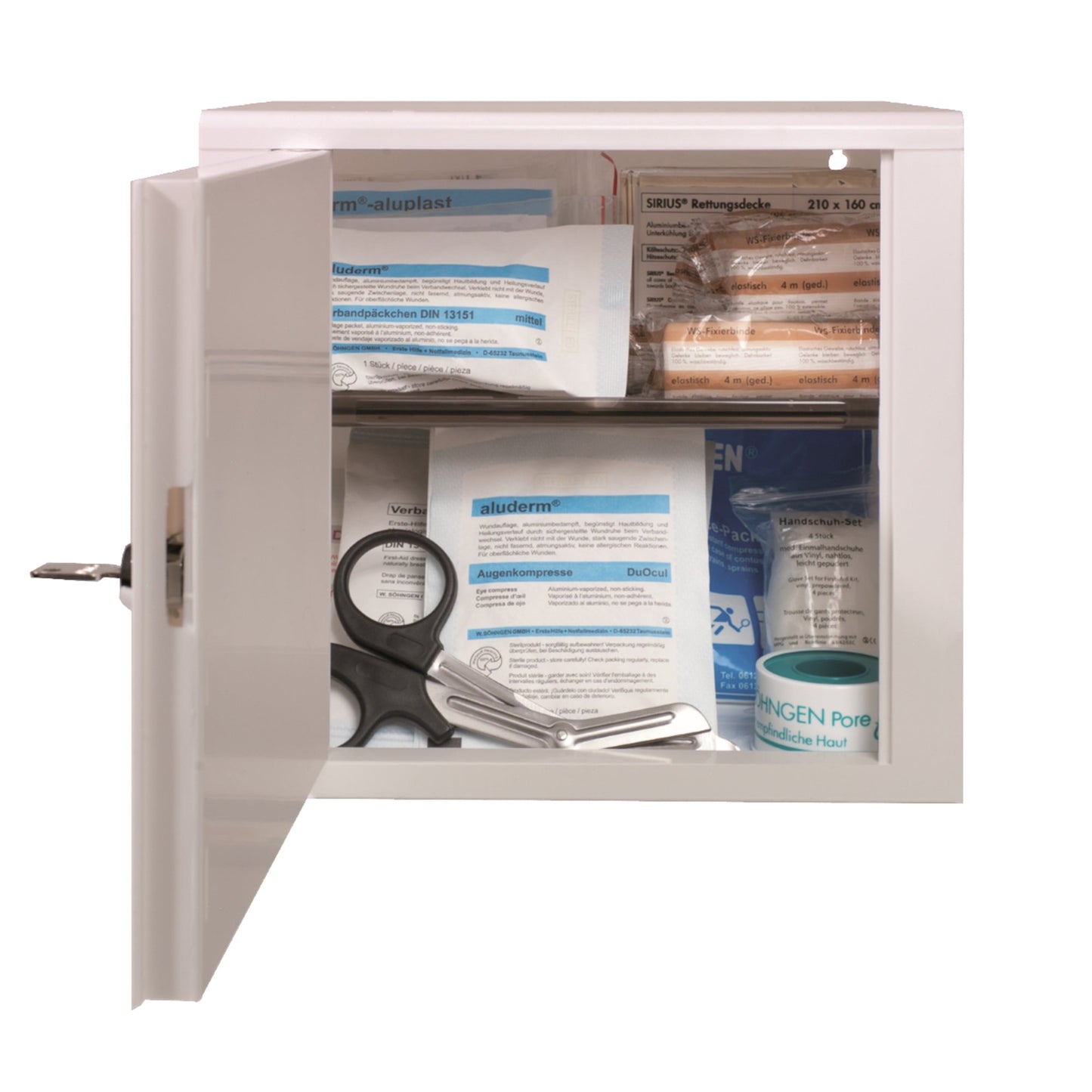 SÖHNGEN® Verbandschrank PICCOLO gefüllt DIN 13157 Kunststoff weiß